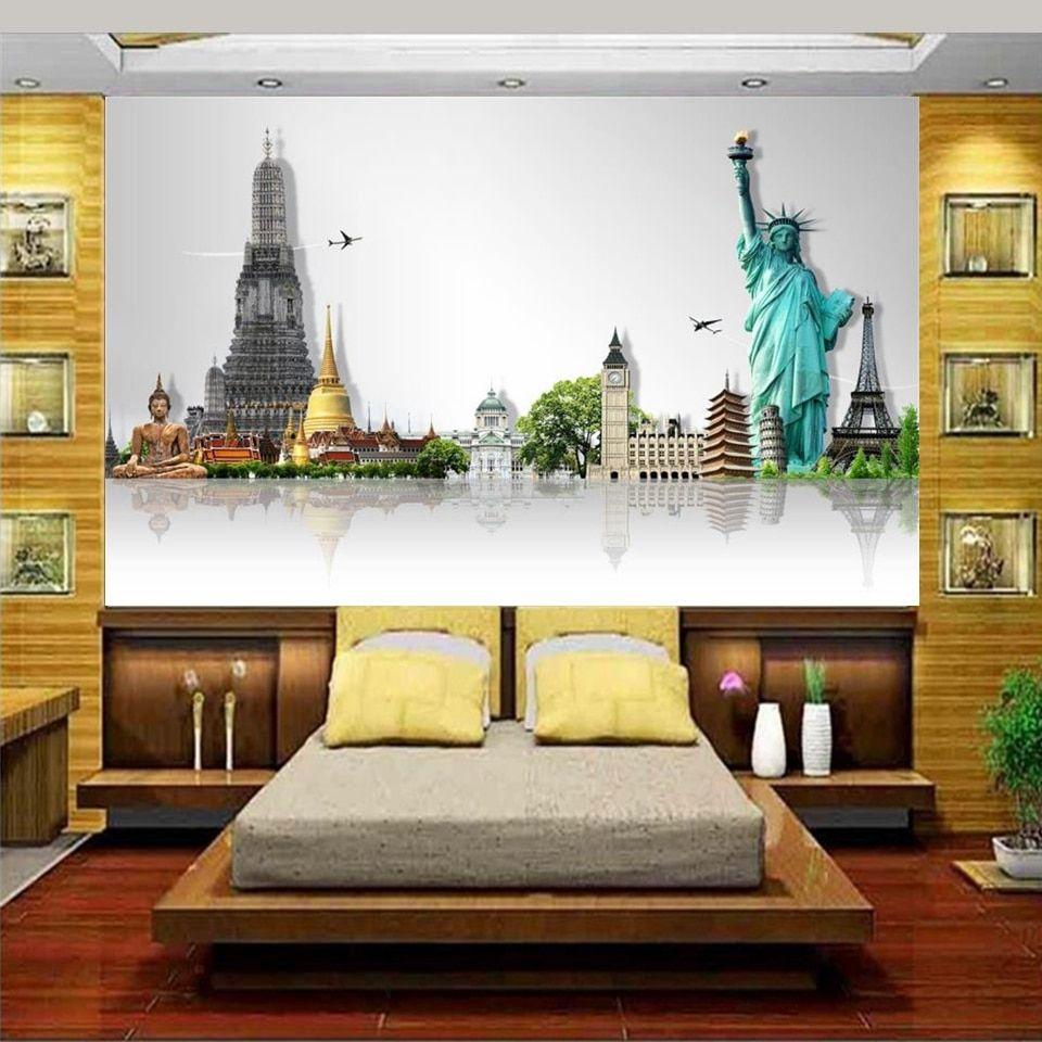 960x960 custom 3D photo wallpaper mural bedding room landmark travel