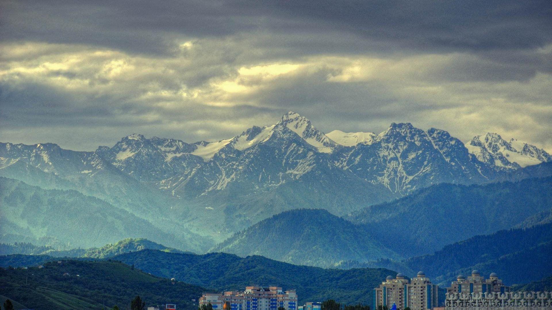 1920x1080 City By The Mountains In Kazakhstan - [1920 x 1080]