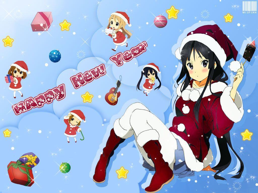 1024x768 Anime Happy New Year Wallpaper HD