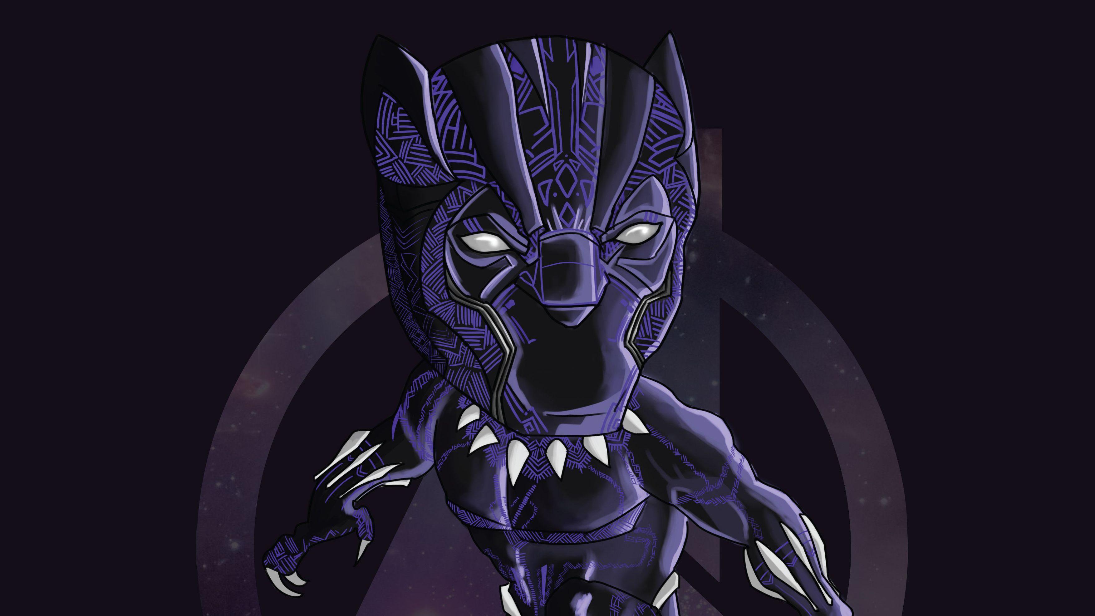 3508x1974 Black Panther Doodle Art, HD Superheroes, Hình nền 4k