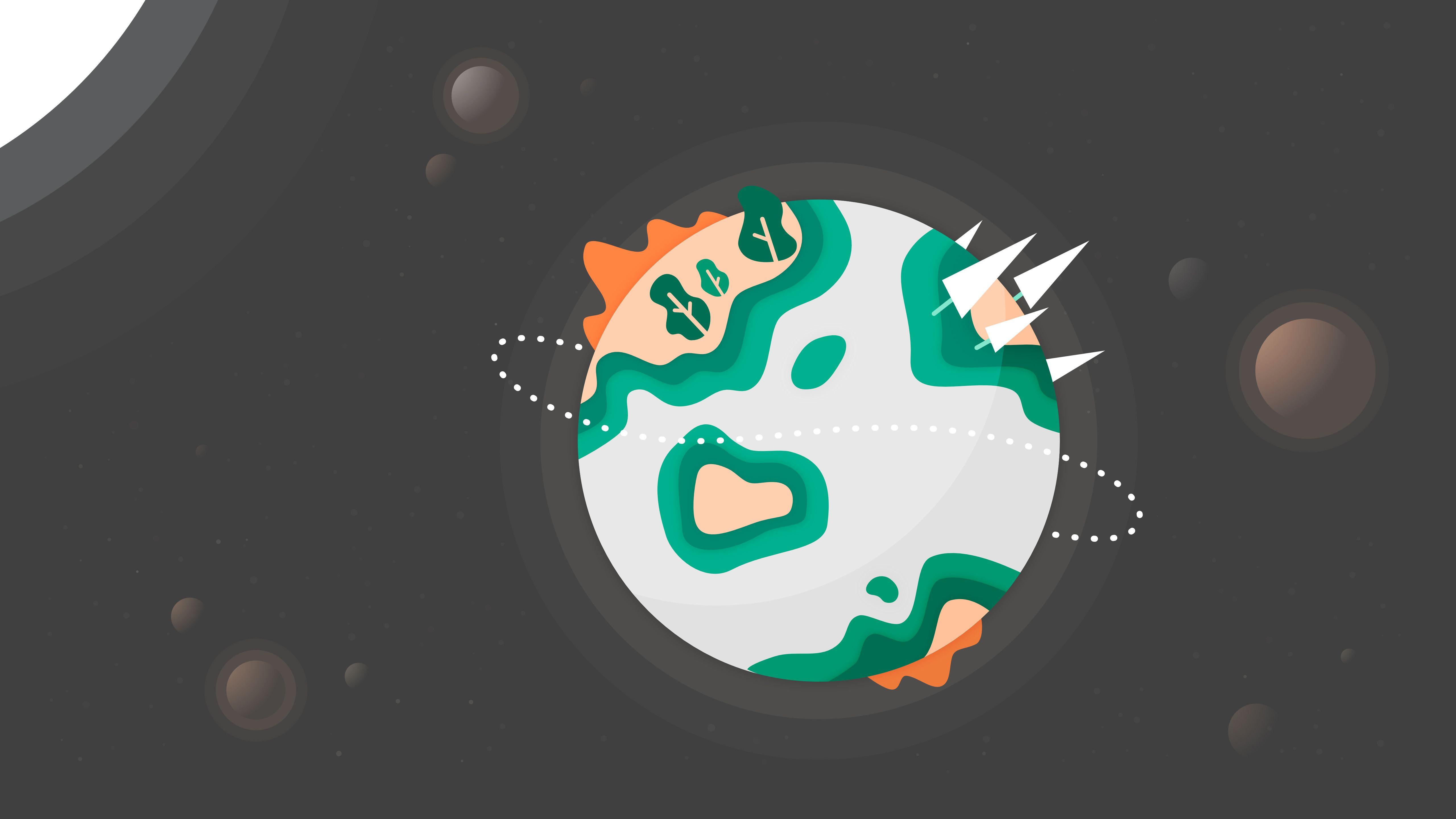 5120x2880 Space Sun Trees Planet Colorful Minimalism 5k, HD Artist, 4k
