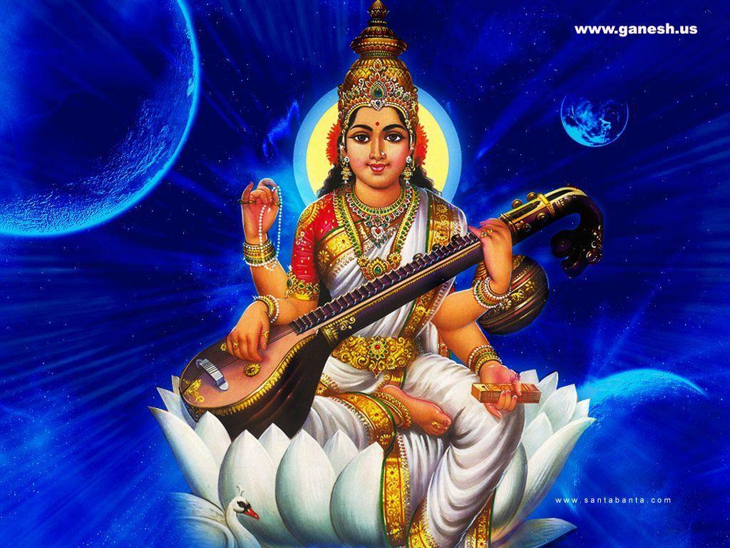 Devi Saraswati Oil Painting Handpainted on Canvas without - Etsy