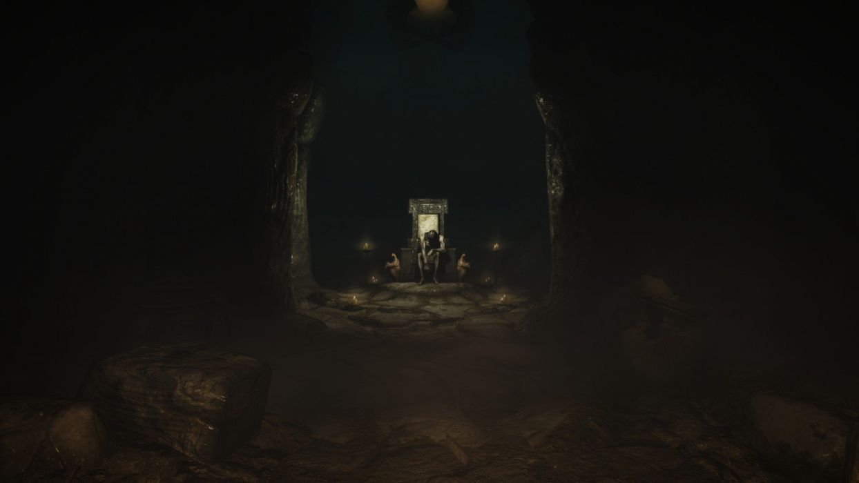 1244x700 Video games undead throne The Elder Scrolls V: Skyrim gloomy
