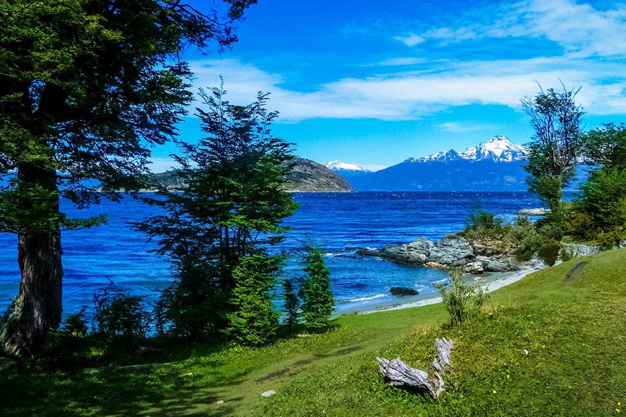 1280x853 Wallpaper Argentina Ushuaia Nature Mountains Sky Scenery Grass Coast