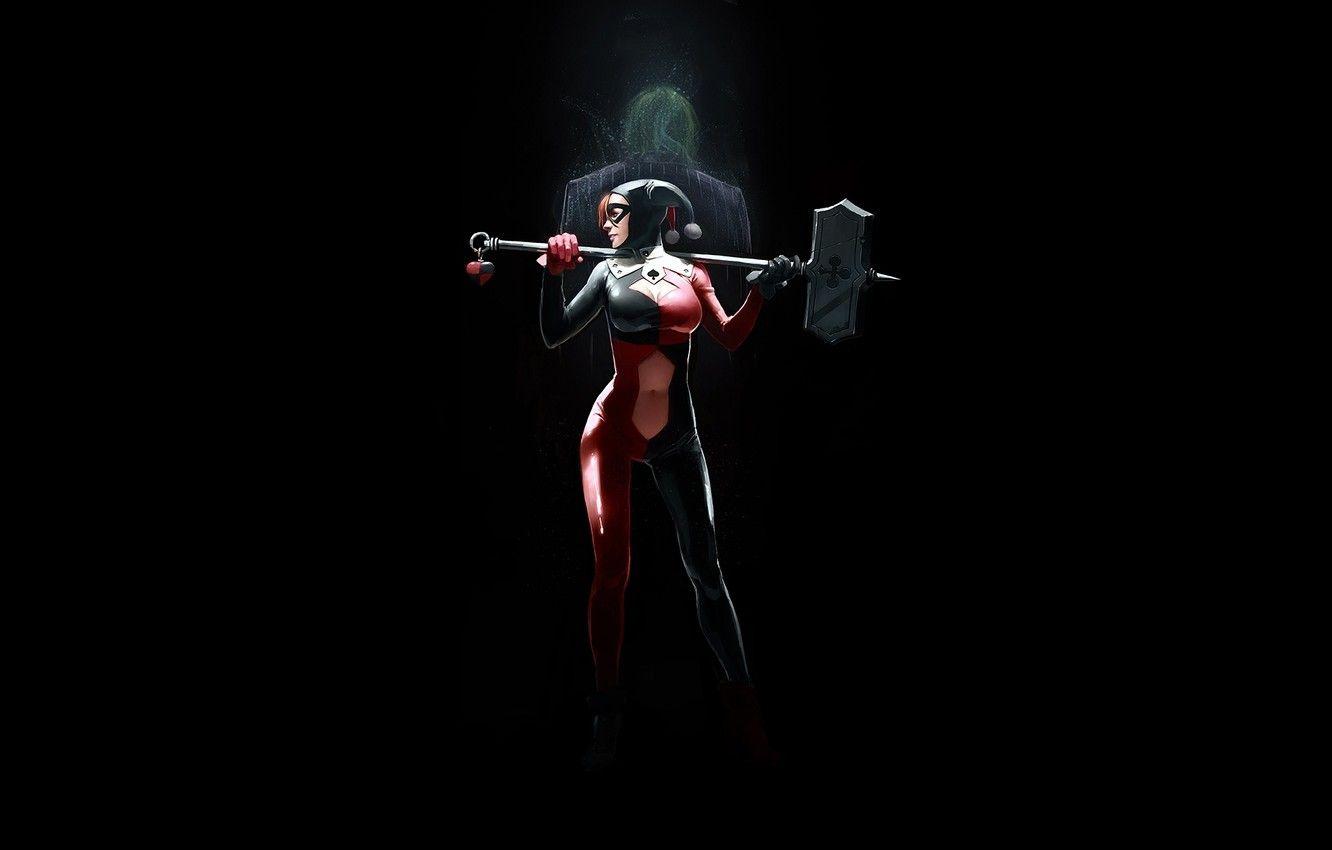 1332x850 Wallpaper girl, figure, hammer, art, Joker, girl, art, comic