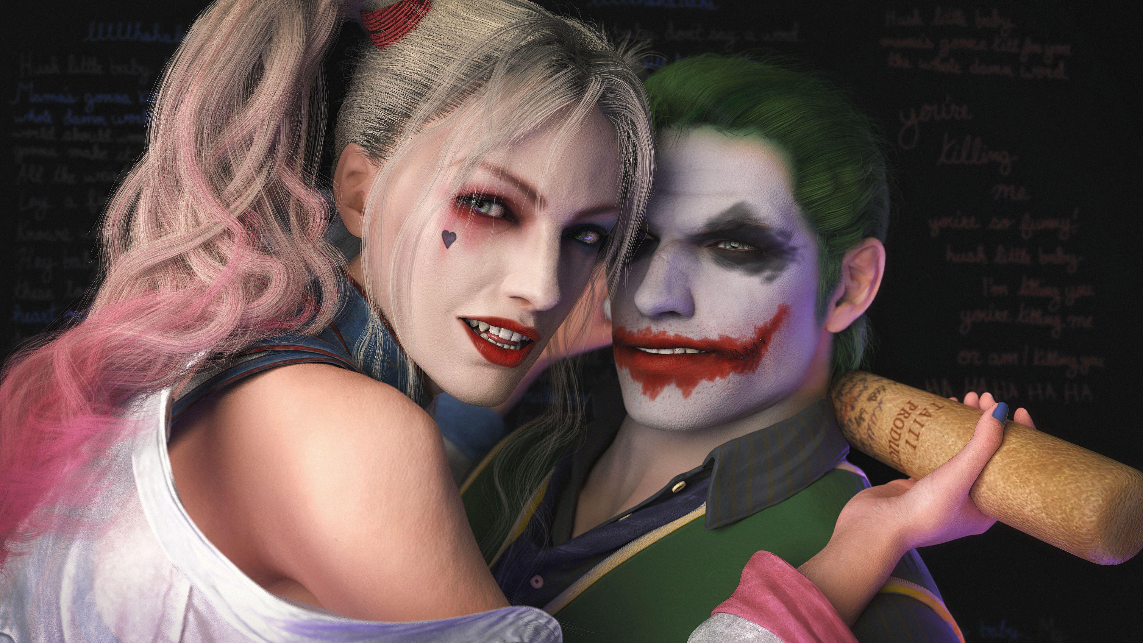 3840x2160 Wallpaper 4k Joker and Harley Artwork joker harley wallpaper