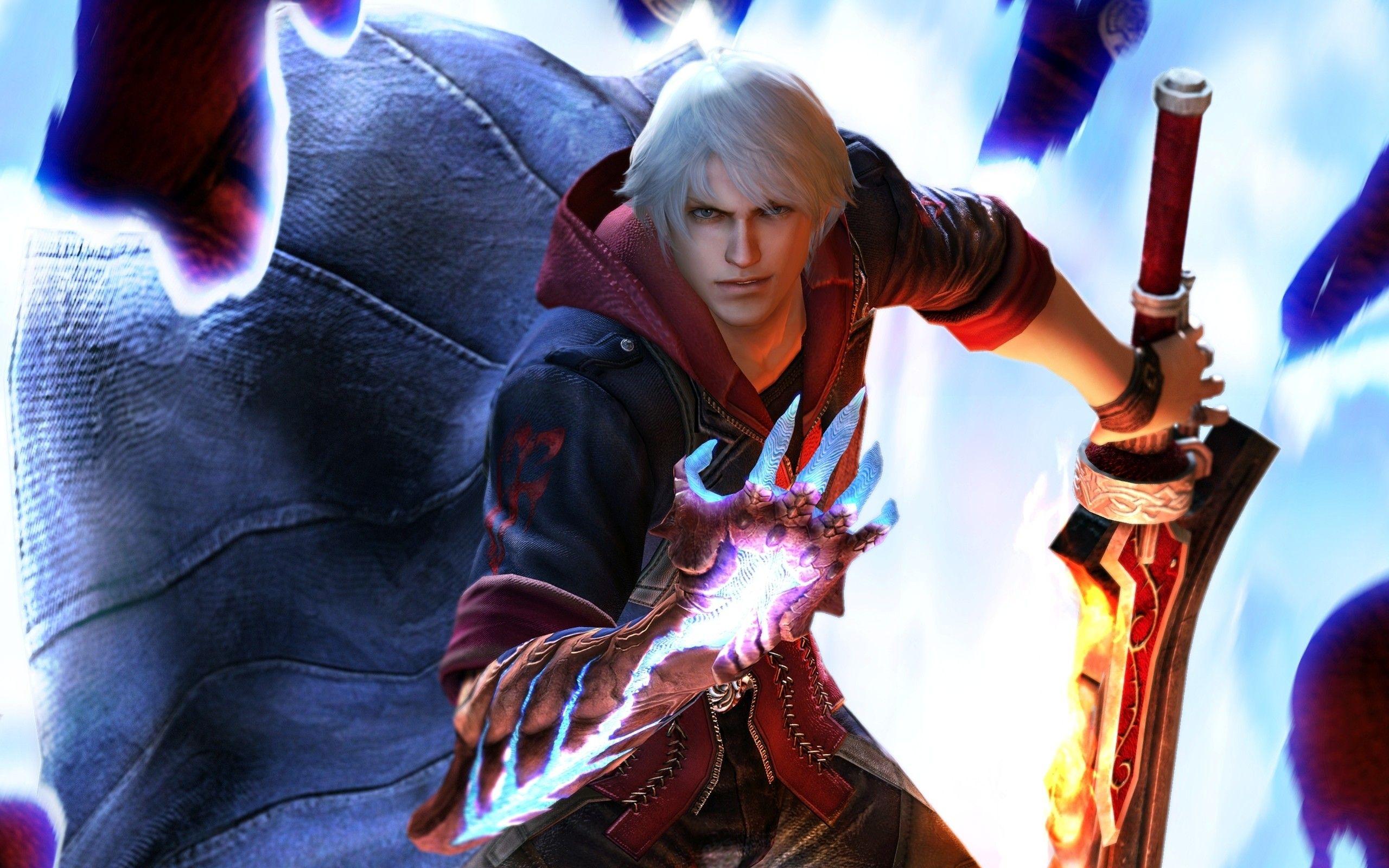 Wallpaper guns, sword, sword, hunter, Dante, red coat, Dante, DMC 4 for  mobile and desktop, section игры, resolution 1920x1200 - download