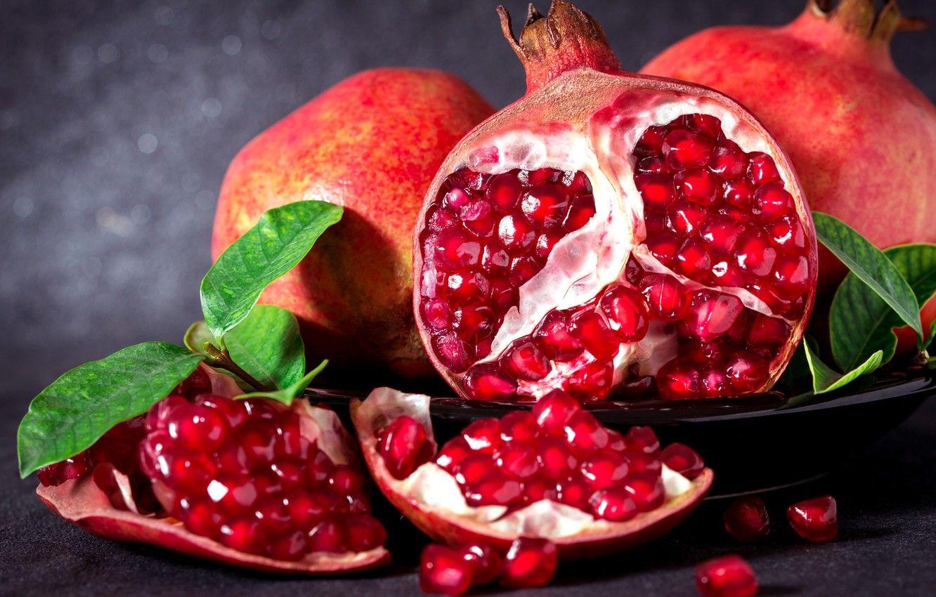 1332x850 Wallpaper grain, fruit, leaves, leaves, garnet, fruits