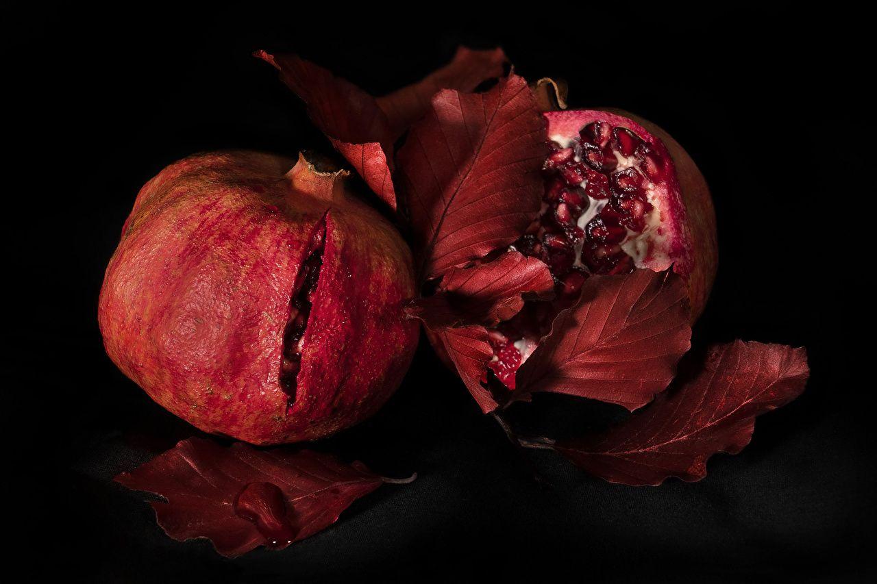 1280x853 Desktop Wallpaper Leaf Pomegranate Food Closeup Black