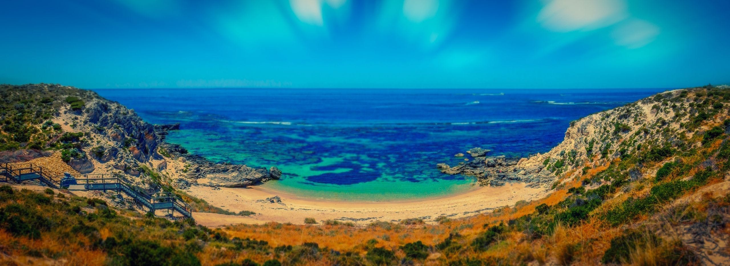 2560x935 HD Sea Beach Ocean Sand Wallpaper