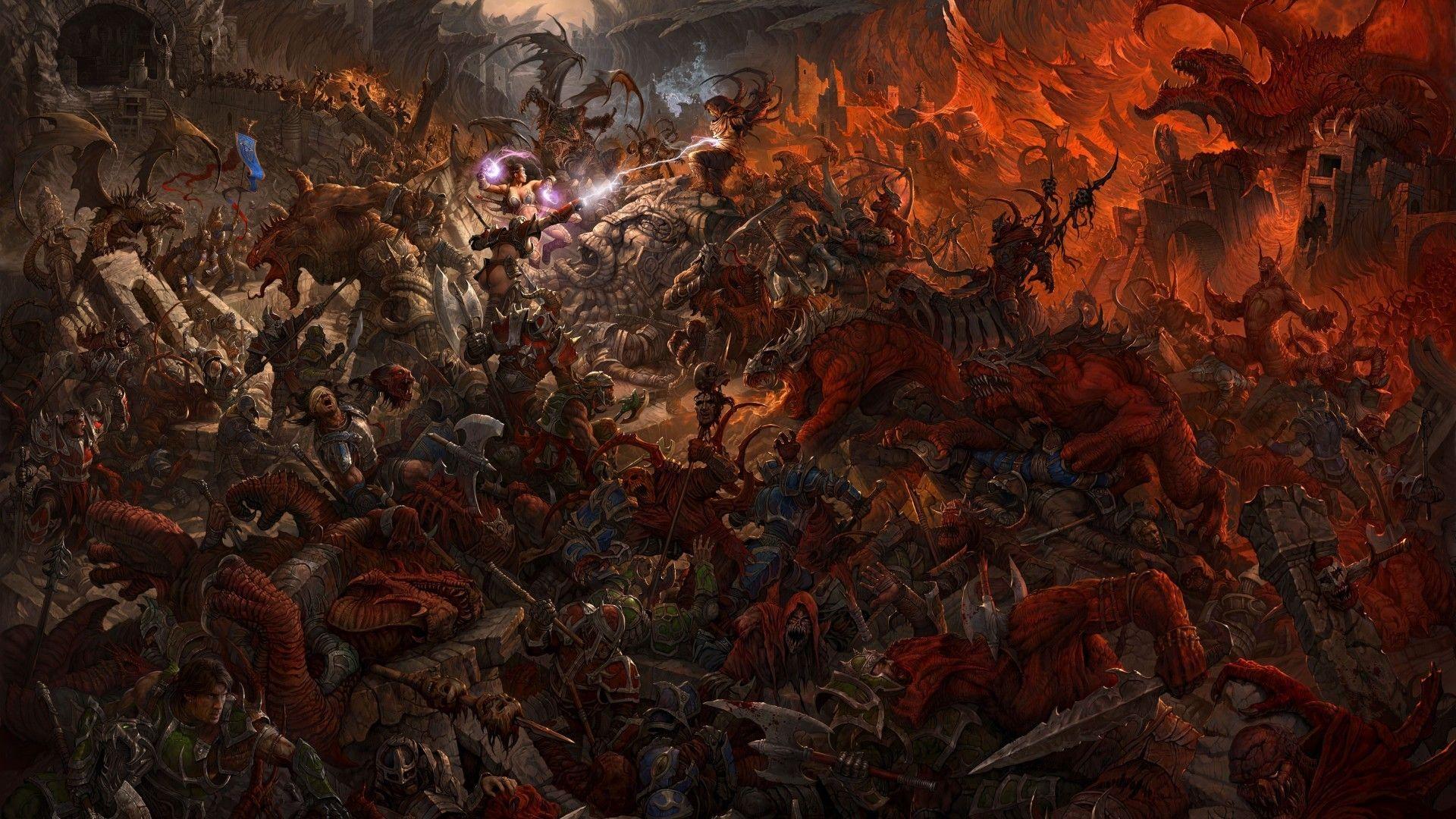 Wallpaper soldiers battle Fantasy Warhammer demons heretics Empire  Battles negitivly images for desktop section игры  download