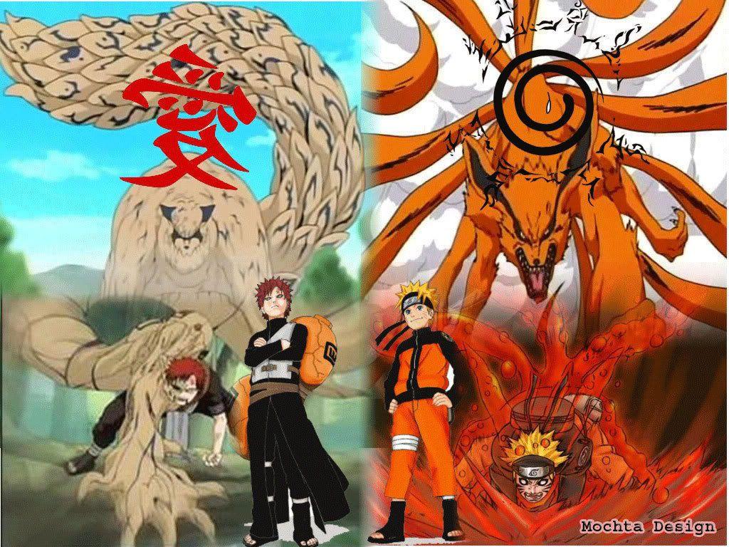 1024x768 Naruto and Gaara Kyuubi HD Background for Tablet