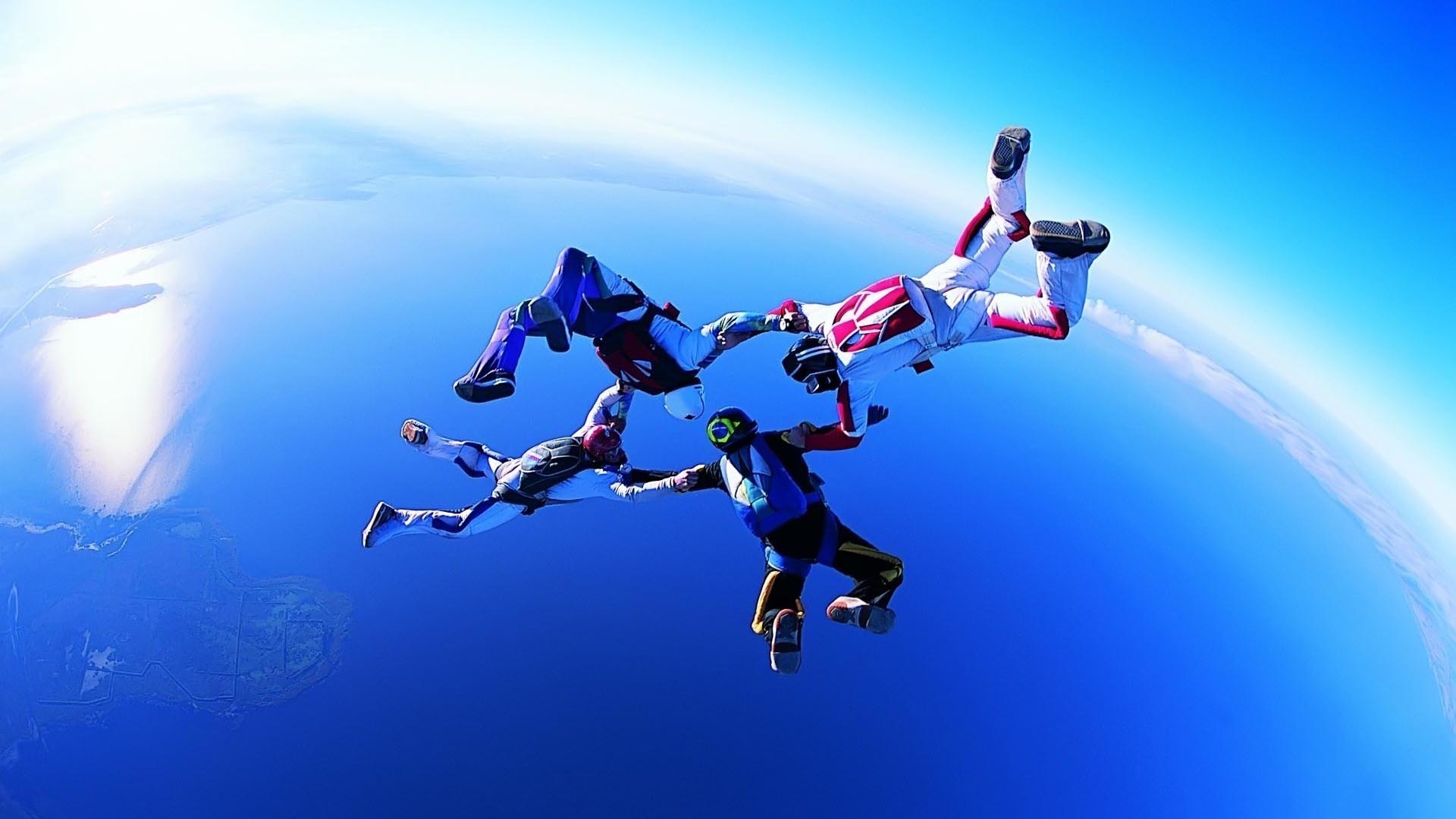 1920x1080 Skydiving of Four HD Wallpaper FullHDWpp
