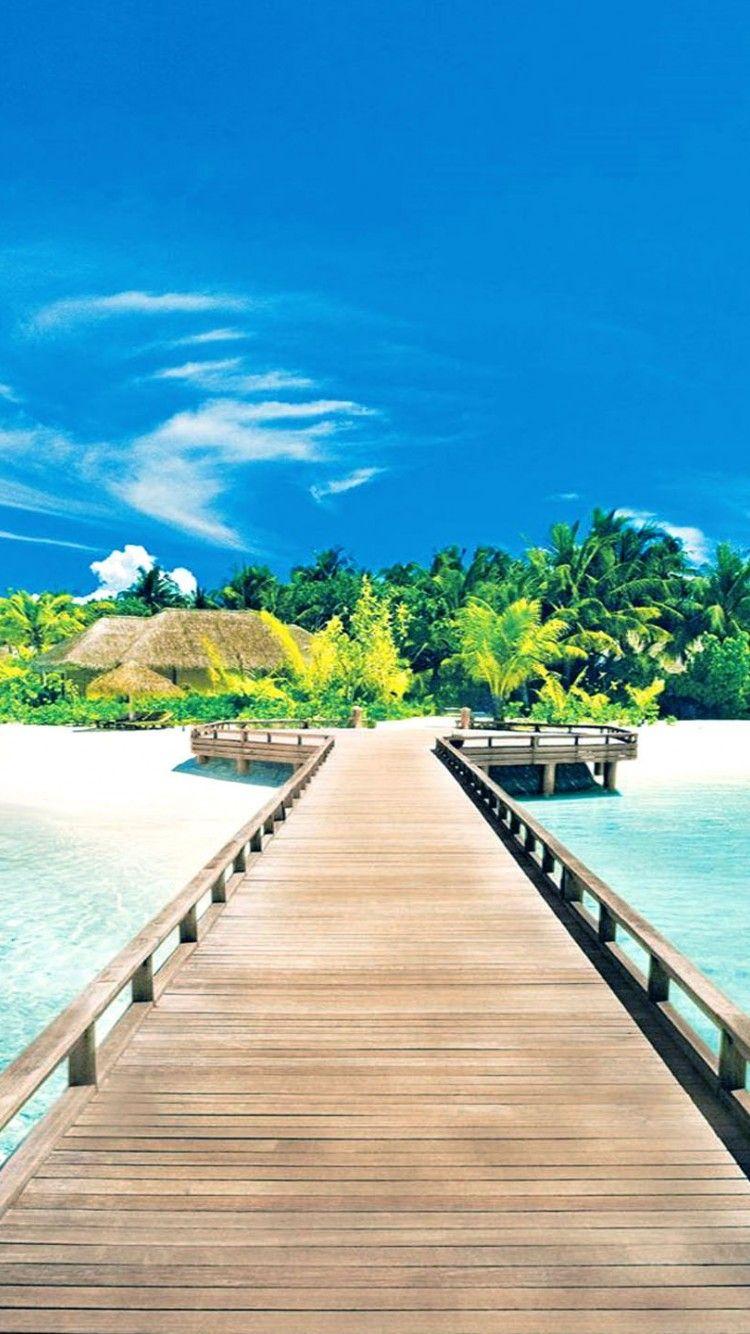 750x1334 Download Free Clear Water Island Bridge wallpaper iPhone 6