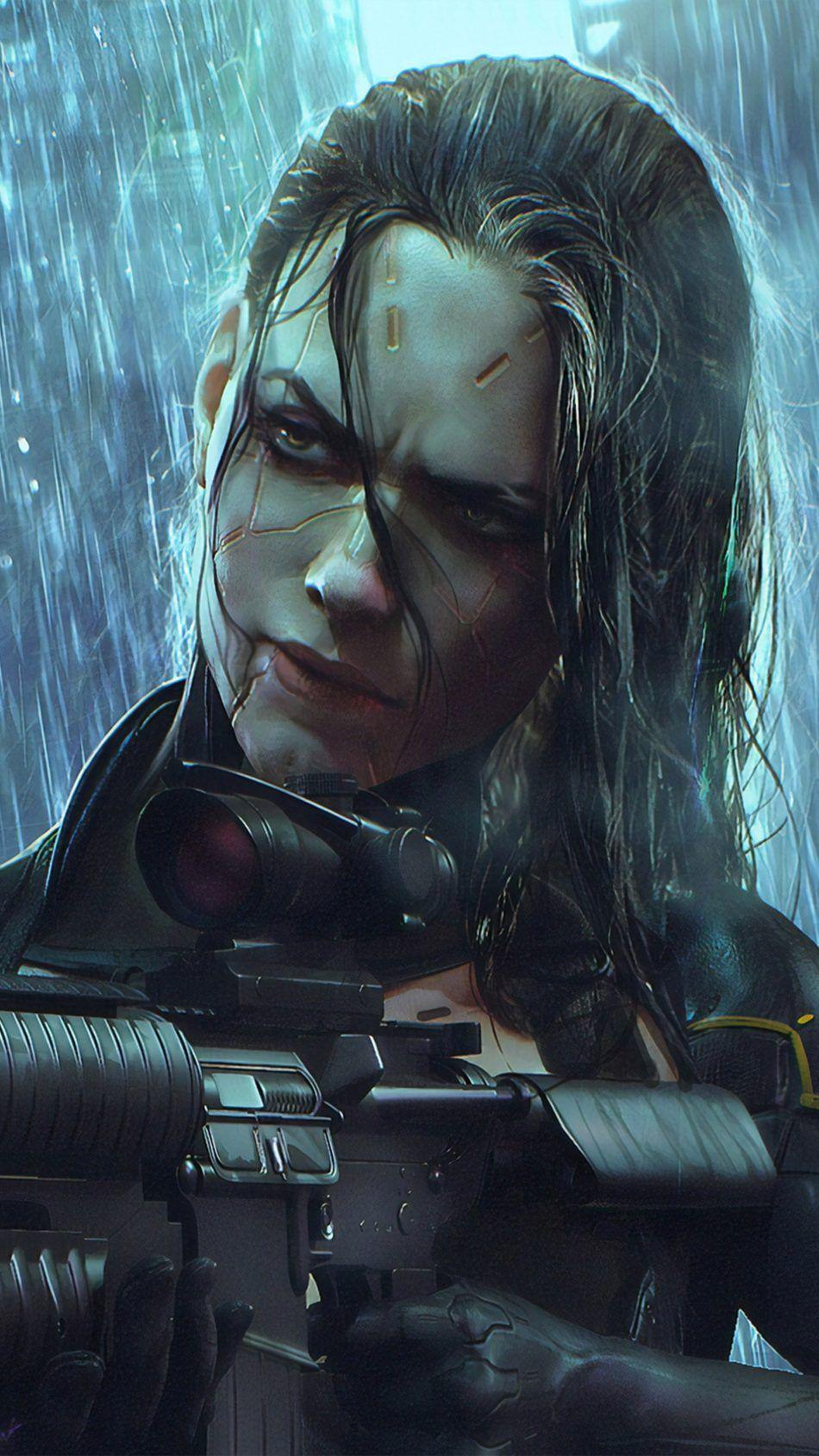 950x1689 Woman Warrior Cyberpunk 2077 4k Ultra HD Mobile Wallpaper