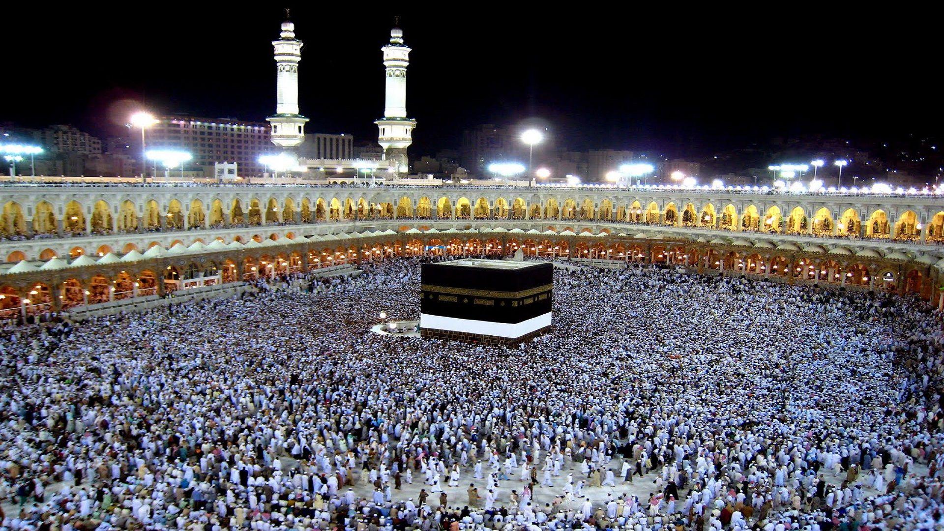 1920x1080 Night Beautiful Scene In Makkah Wallpaper Free Hd