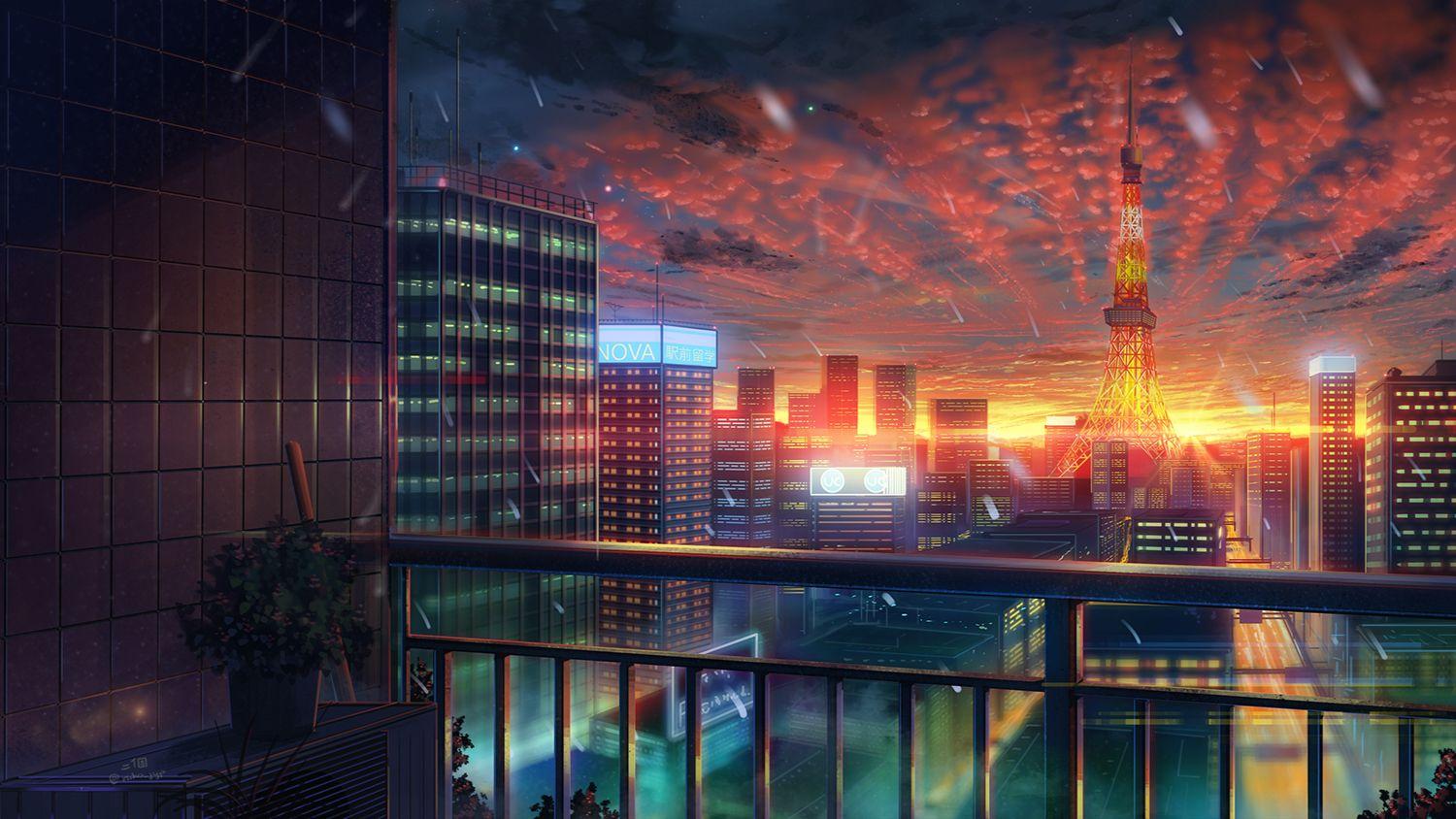 Anime City Sunset Wallpapers - Top Free Anime City Sunset Backgrounds ...