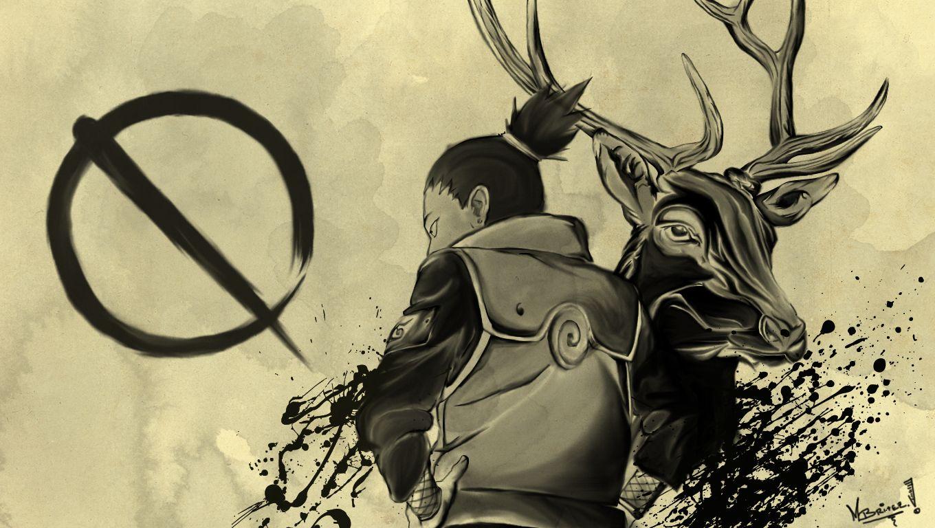 1360x768 All Male Animal Male Monochrome Nara Shikamaru Naruto