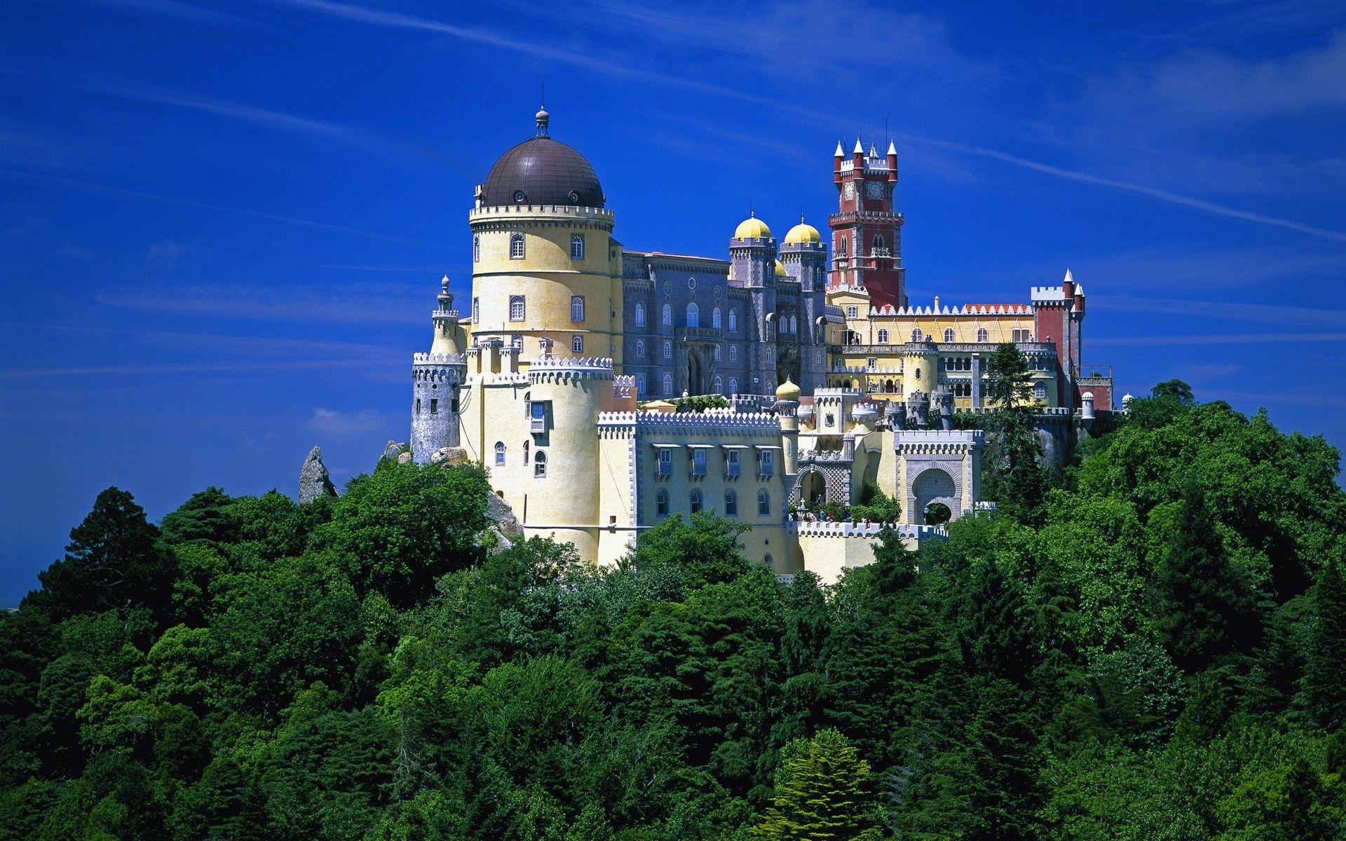 1920x1200 Medieval: Castelo Pena Portugal Castle Romantic Trees Home Mountain