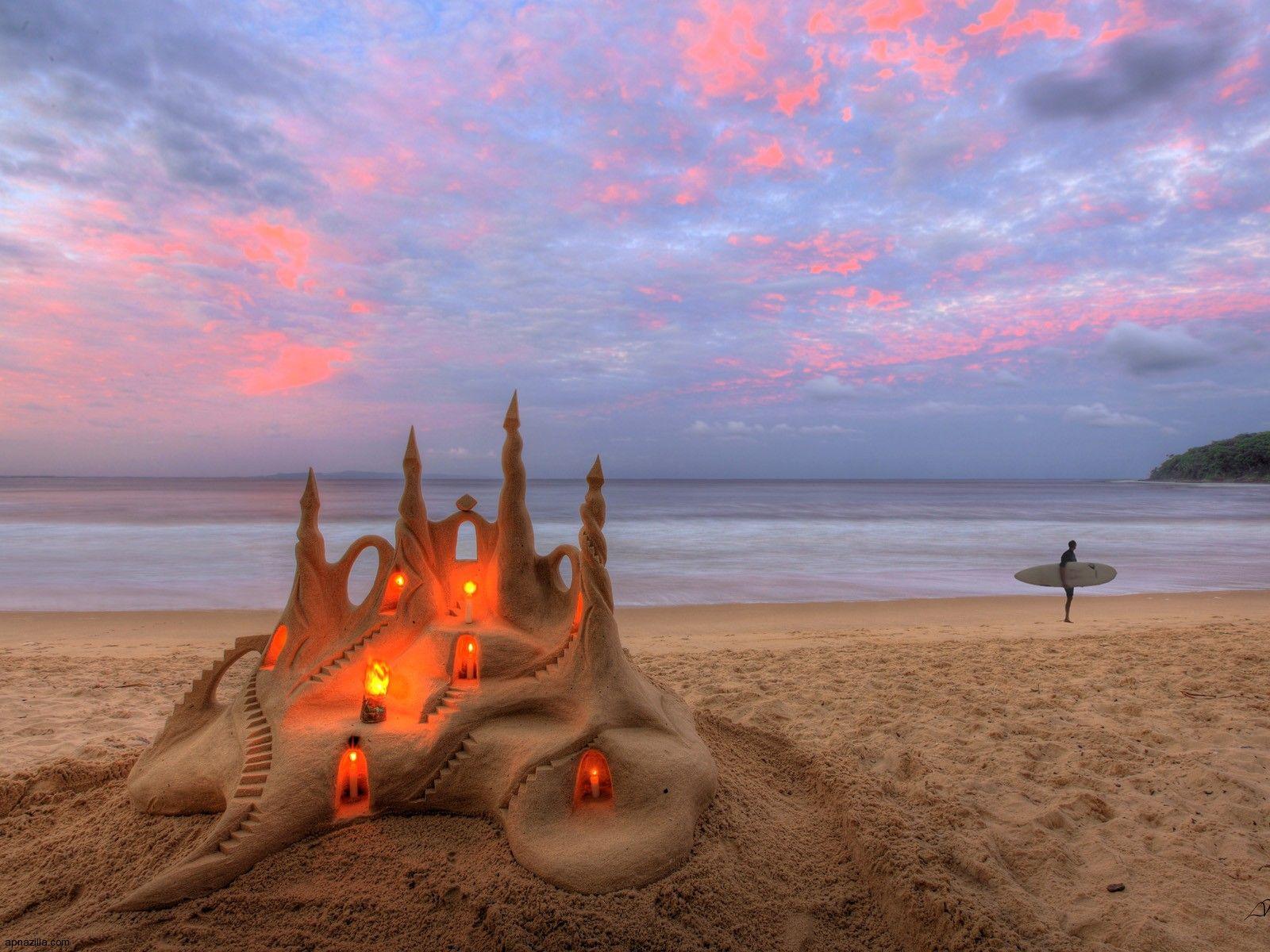 1600x1200 Romantic Castle Wallpaper. Castle in the sand beach romantic ocean