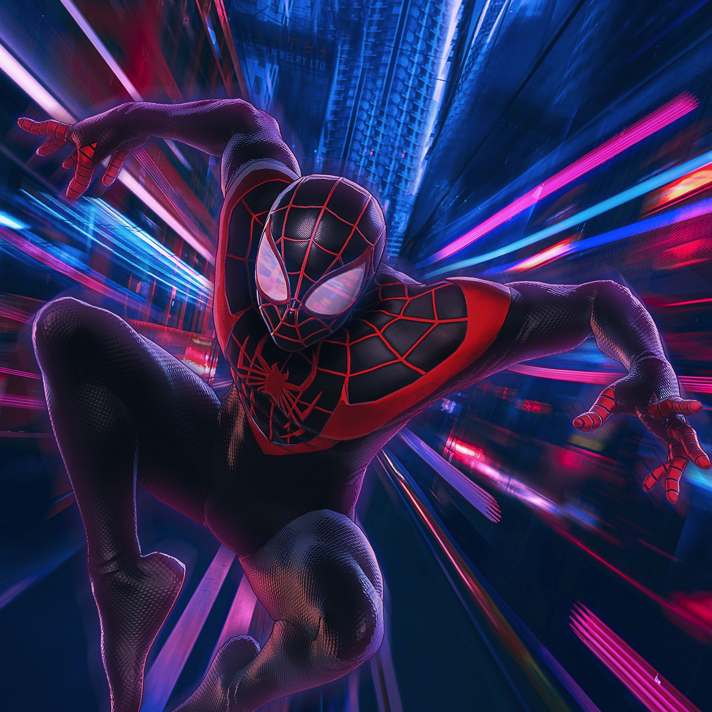 2500x2500 Spider Man Miles Morales Spider Man Into The Spider Verse Best Free Wallpaper Background Desktop Picture For Apple IPad Tablets And Android HD High Resolution 4K