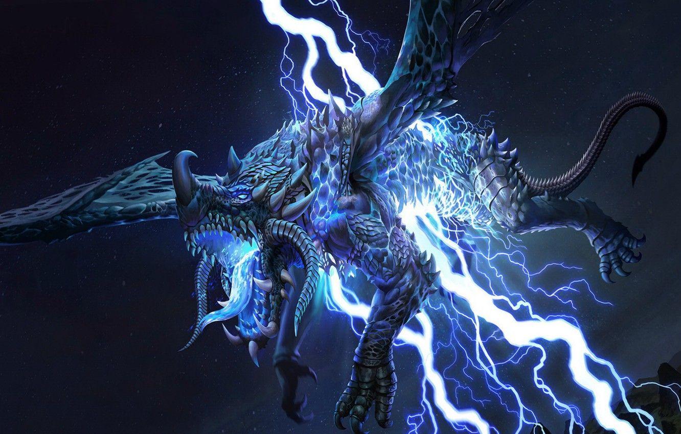 1332x850 Lightning Cool Dragon Wallpaper