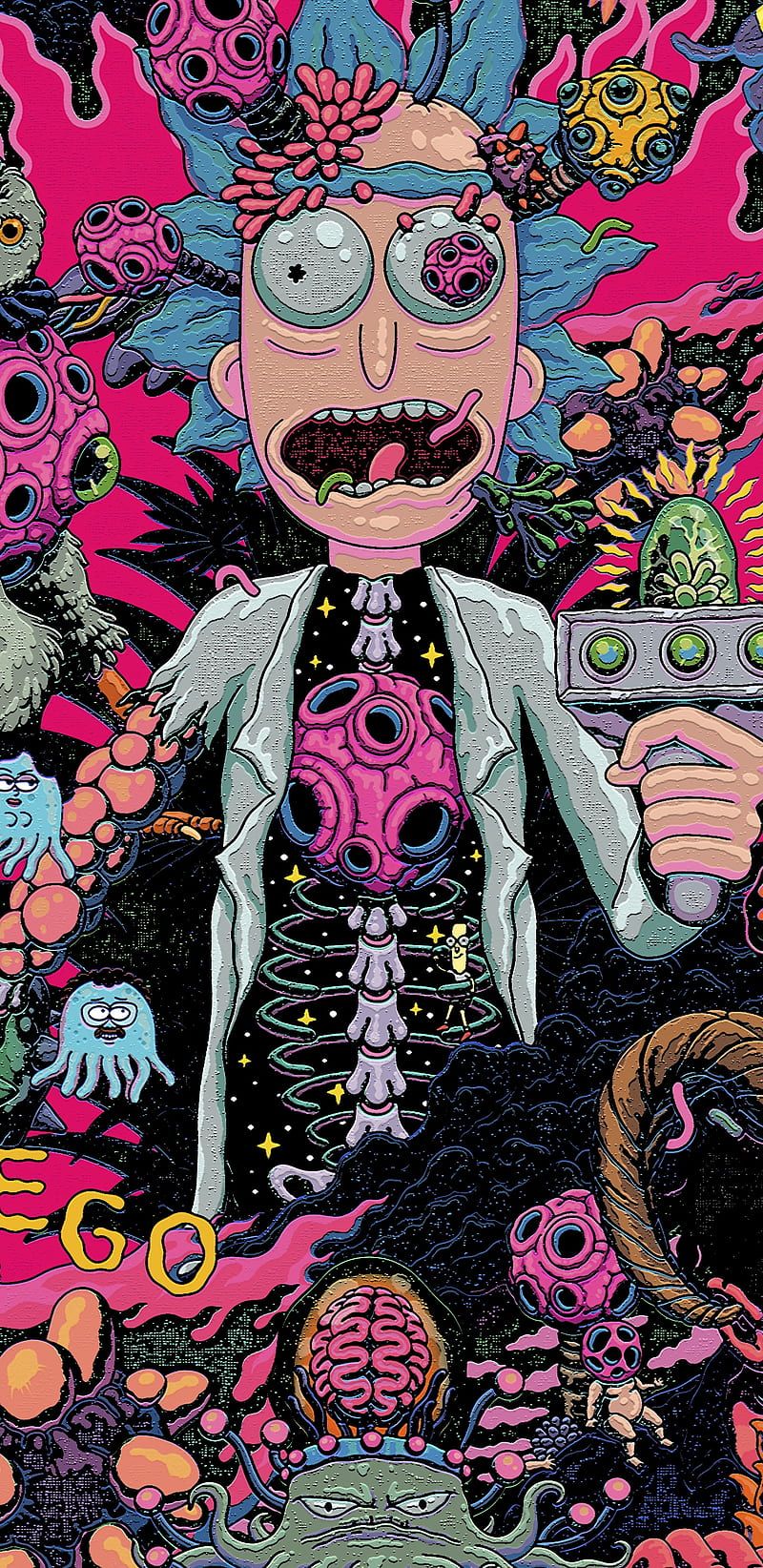800x1644 Rick god, adult swim, animation, anime
