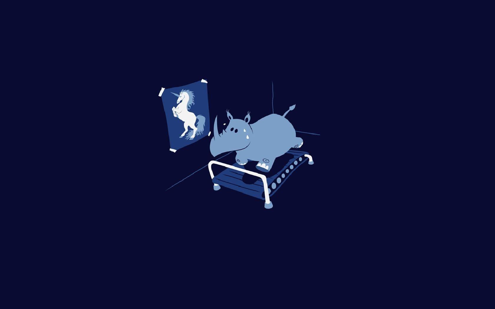 1680x1050 unicorn, #blue background, #artwork, #humor, #rhino