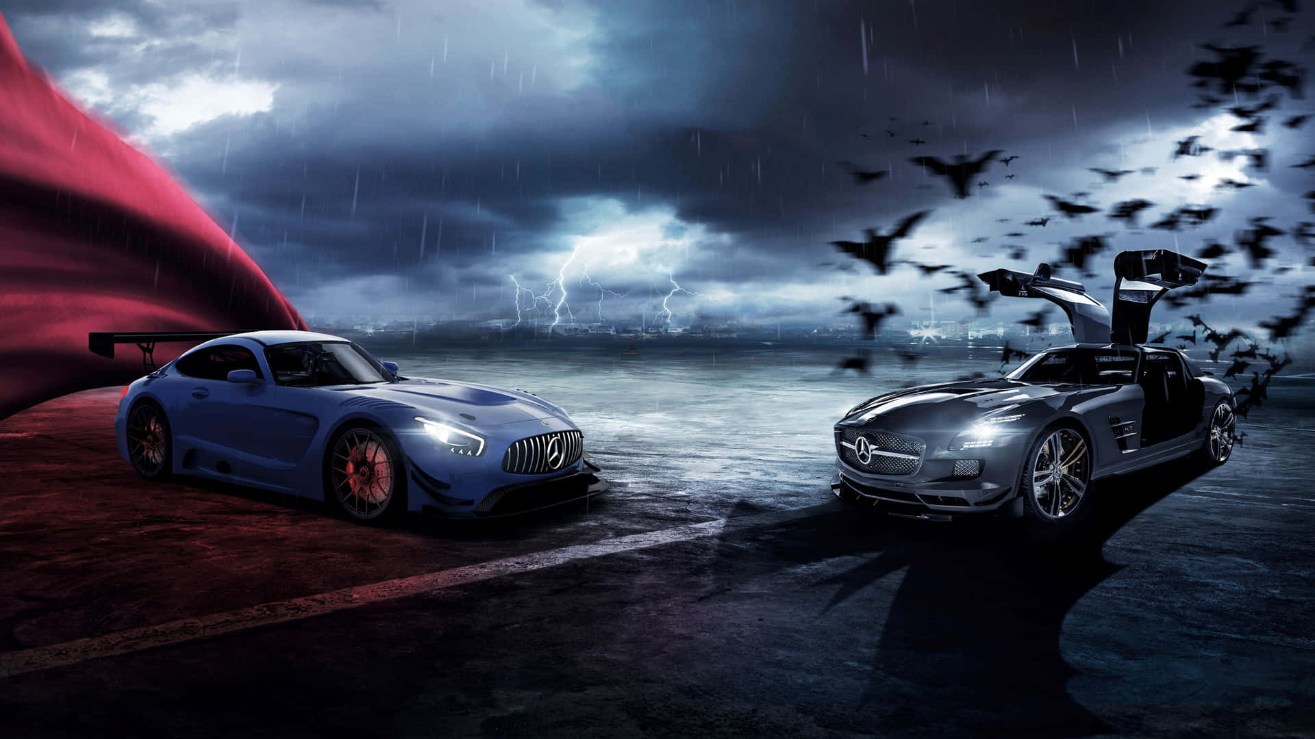 1920x1080 Batman Superman Cars Mercedes Amg