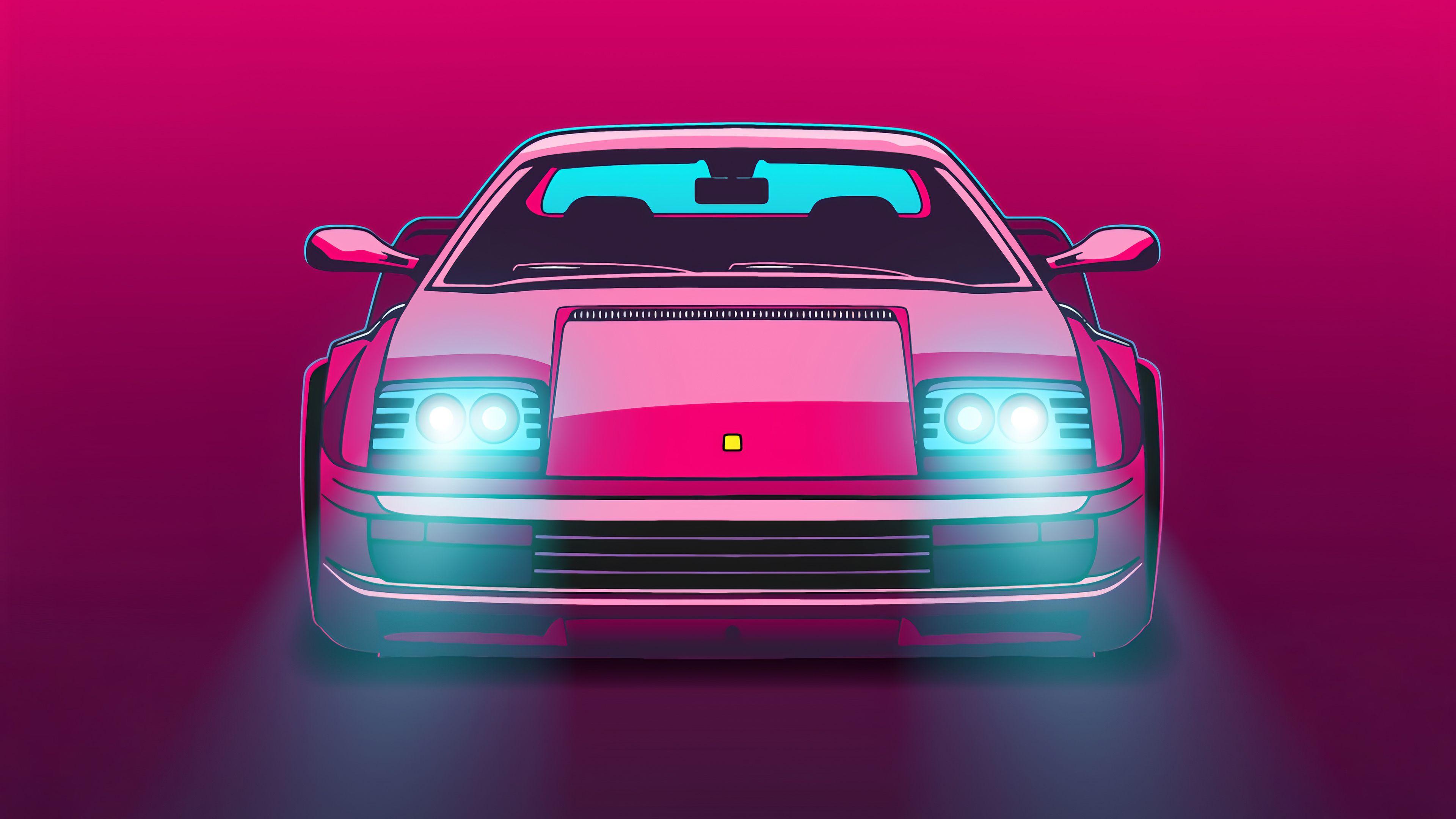 3840x2160 Wallpaper 4k Retro Ferrari Minimal Art 4k Wallpaper, Artist