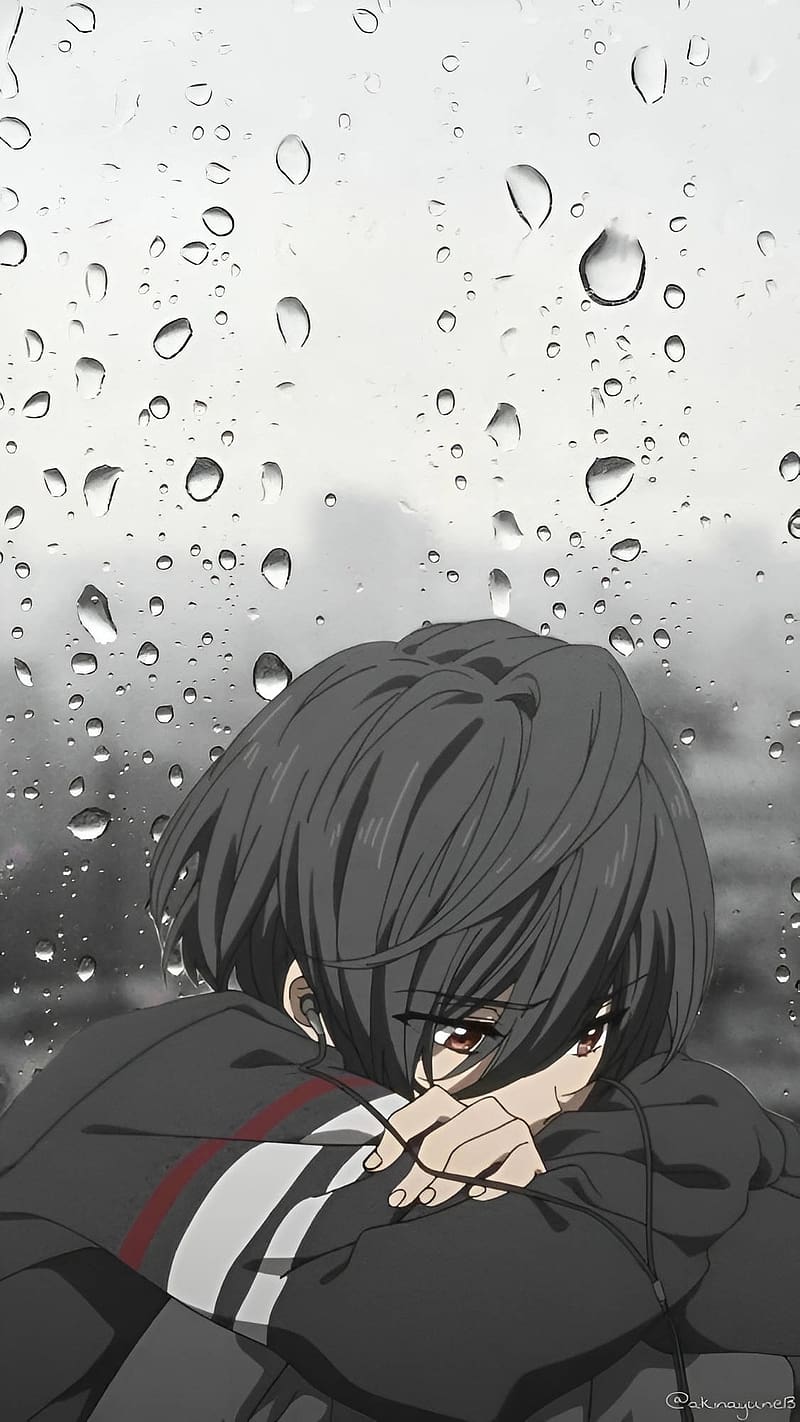 800x1422 Broken Heart Sad Anime Boy, Waterdrops Background, broken heart, sad anime boy, HD phone wallpaper
