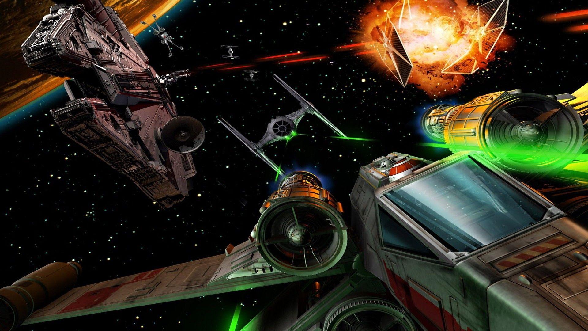1920x1080 Star Wars Millennium Falcon Space Ship Combat Action