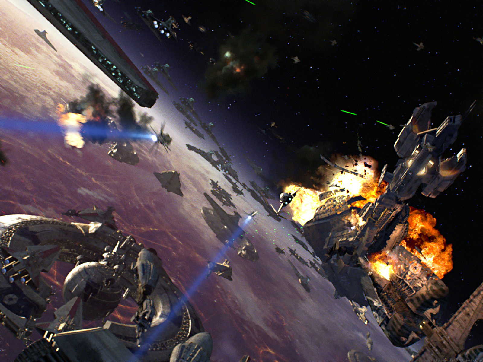 1600x1200 Star Wars Episode 3 Battle Over Coruscant Scene Way