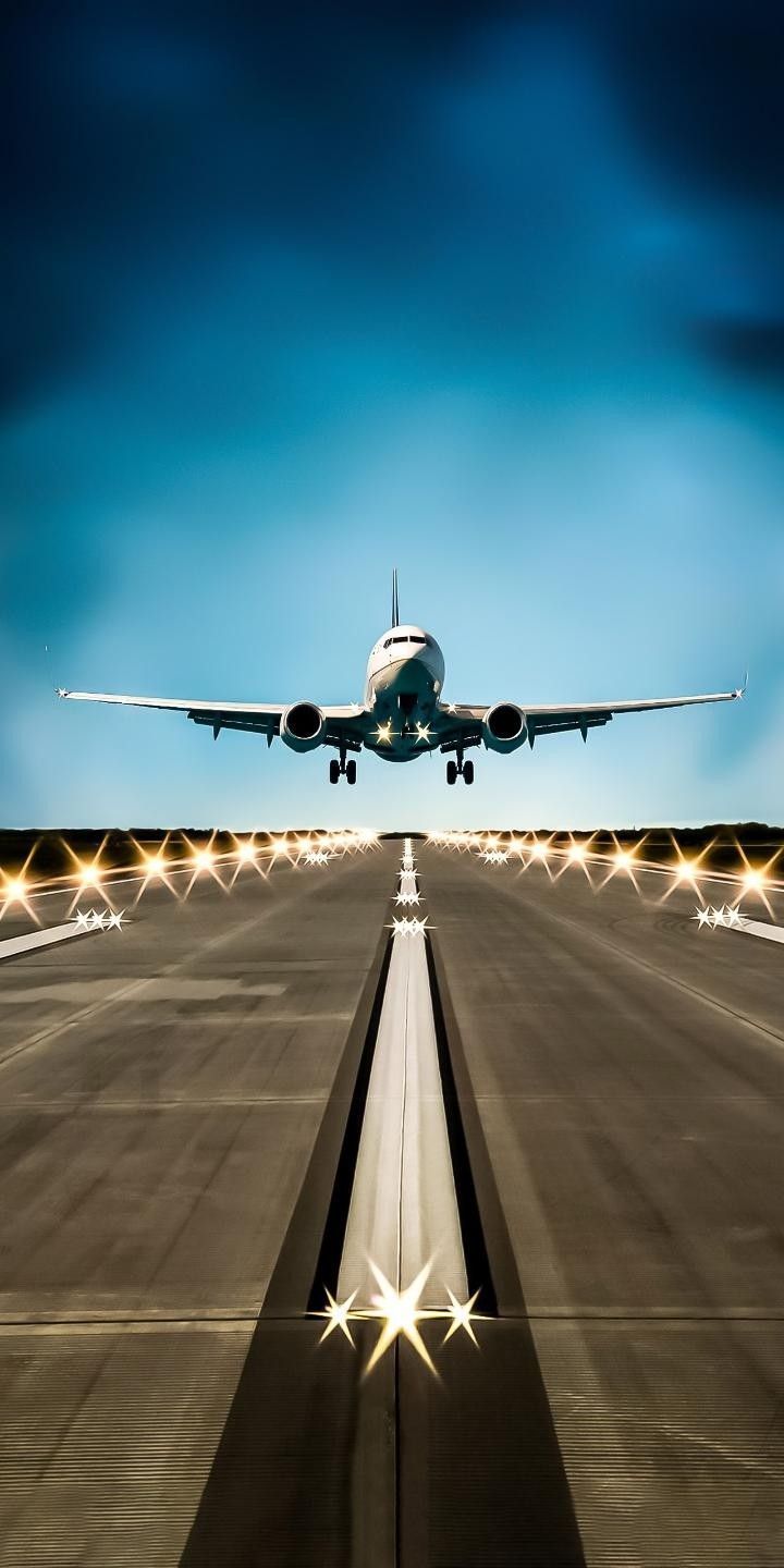 720x1440 Airplane Wallpaper: Night Takeoff