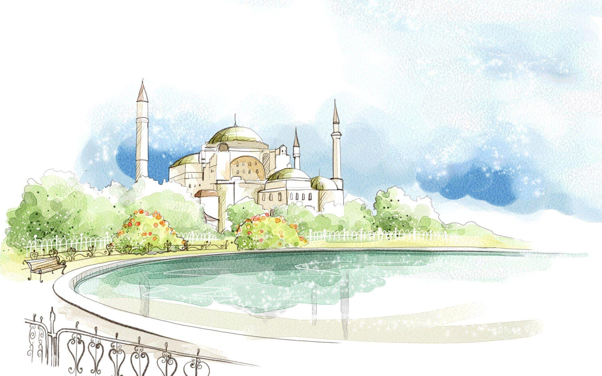 1920x1200 Art Drawing : Romantic Scene of the Seasons 1920*1200 Wallpaper 37