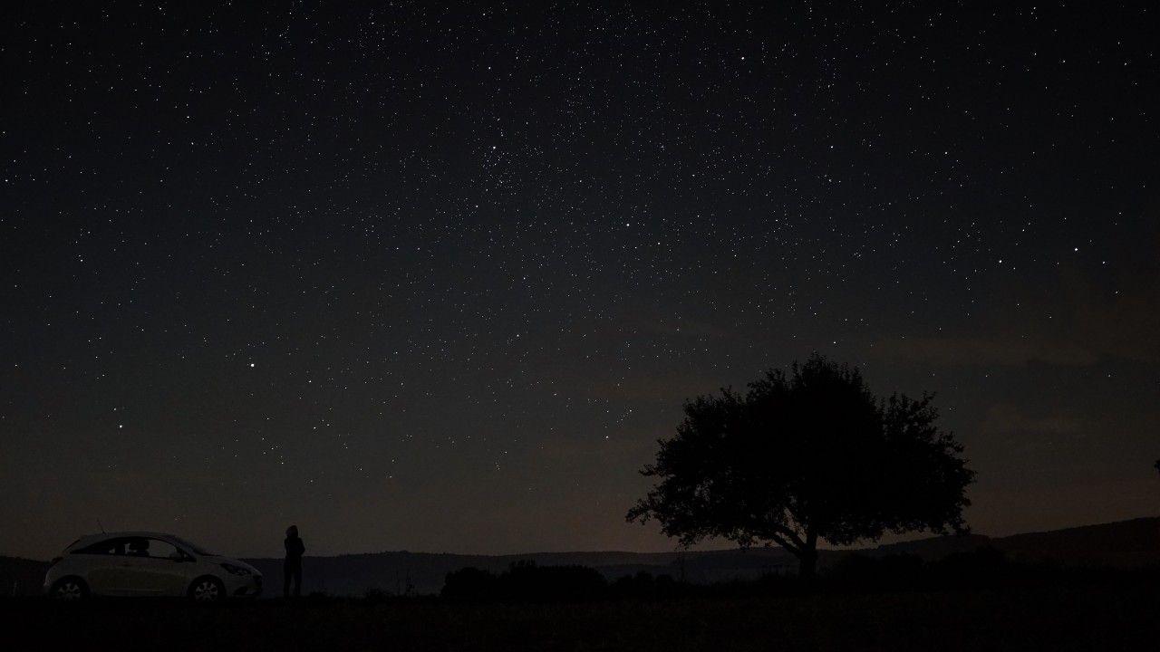 1280x720 starry sky, tree, night, sky wallpaper. starry sky, tree