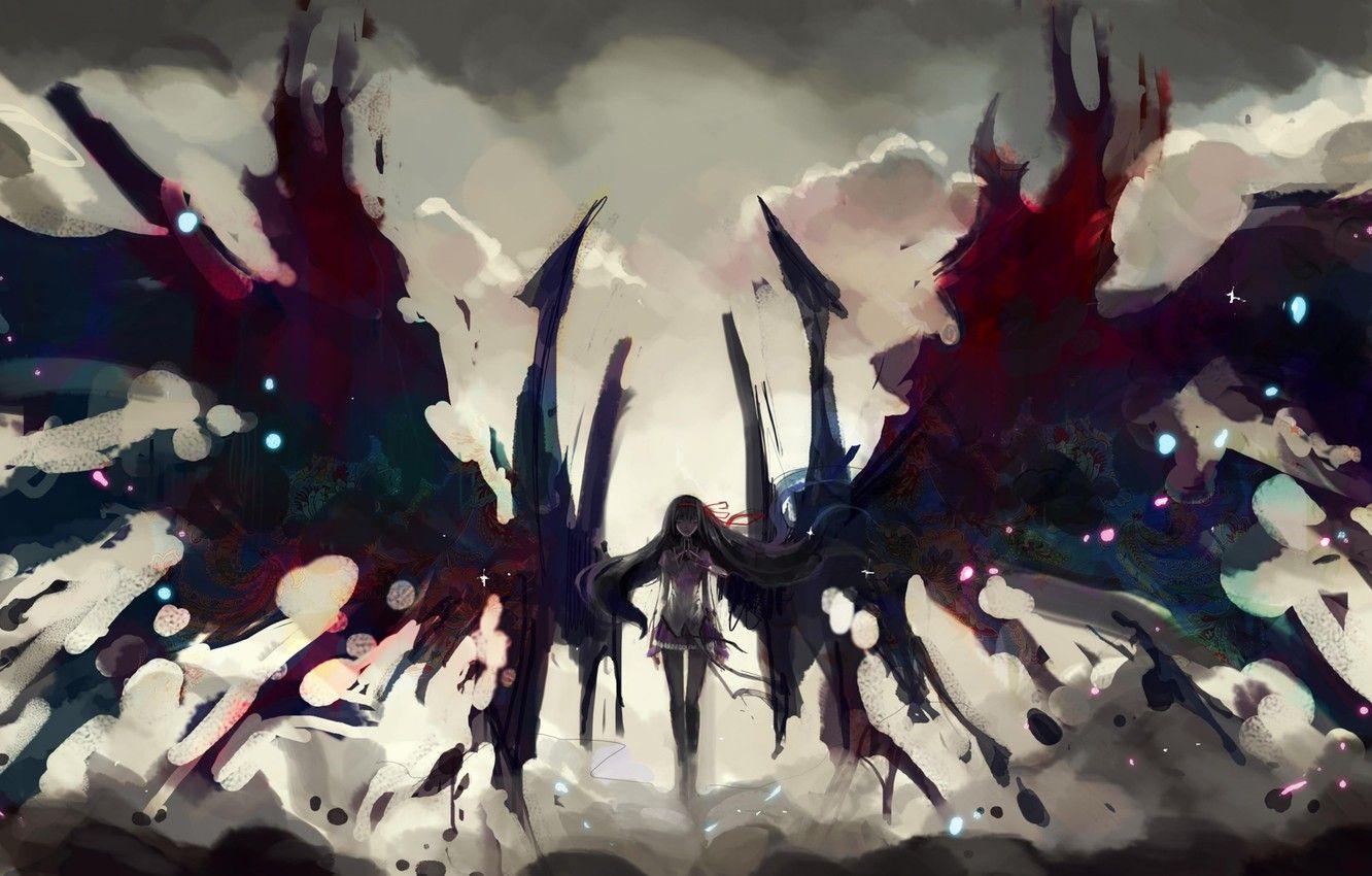 1332x850 Wallpaper anime, wings, Mahou Shoujo Madoka Magica, Puella Magi