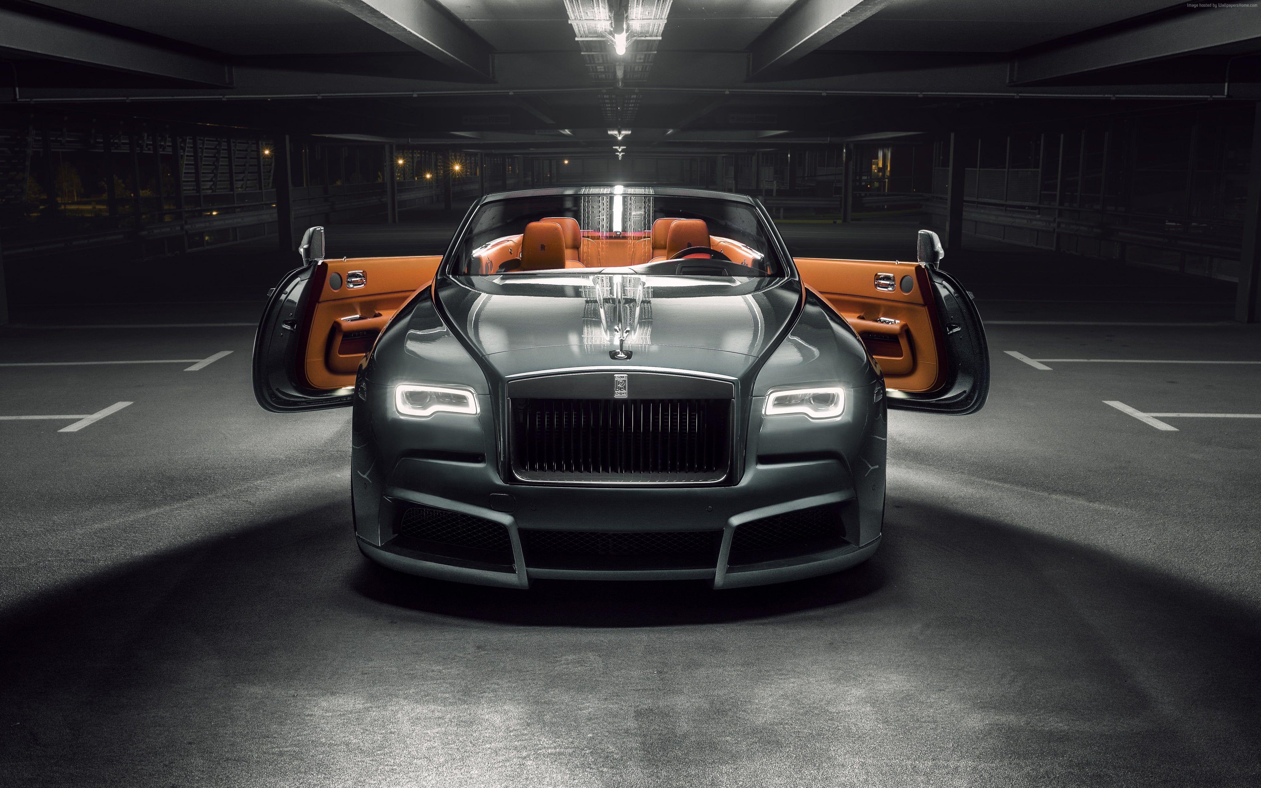 4096x2560 Gray car on parking lot HD wallpaper