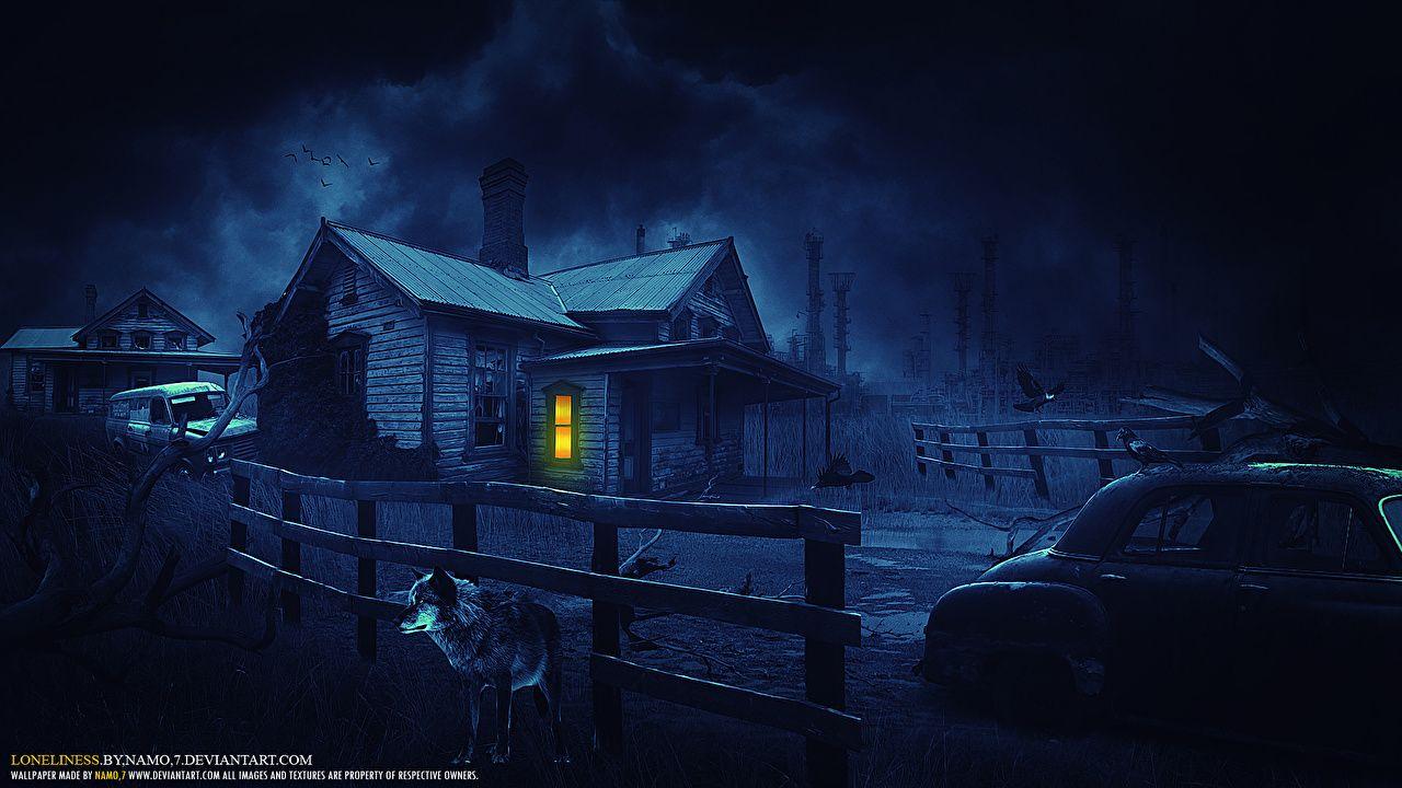 1280x720 Desktop Wallpaper Loneliness By Namo night the wolf Fantasy