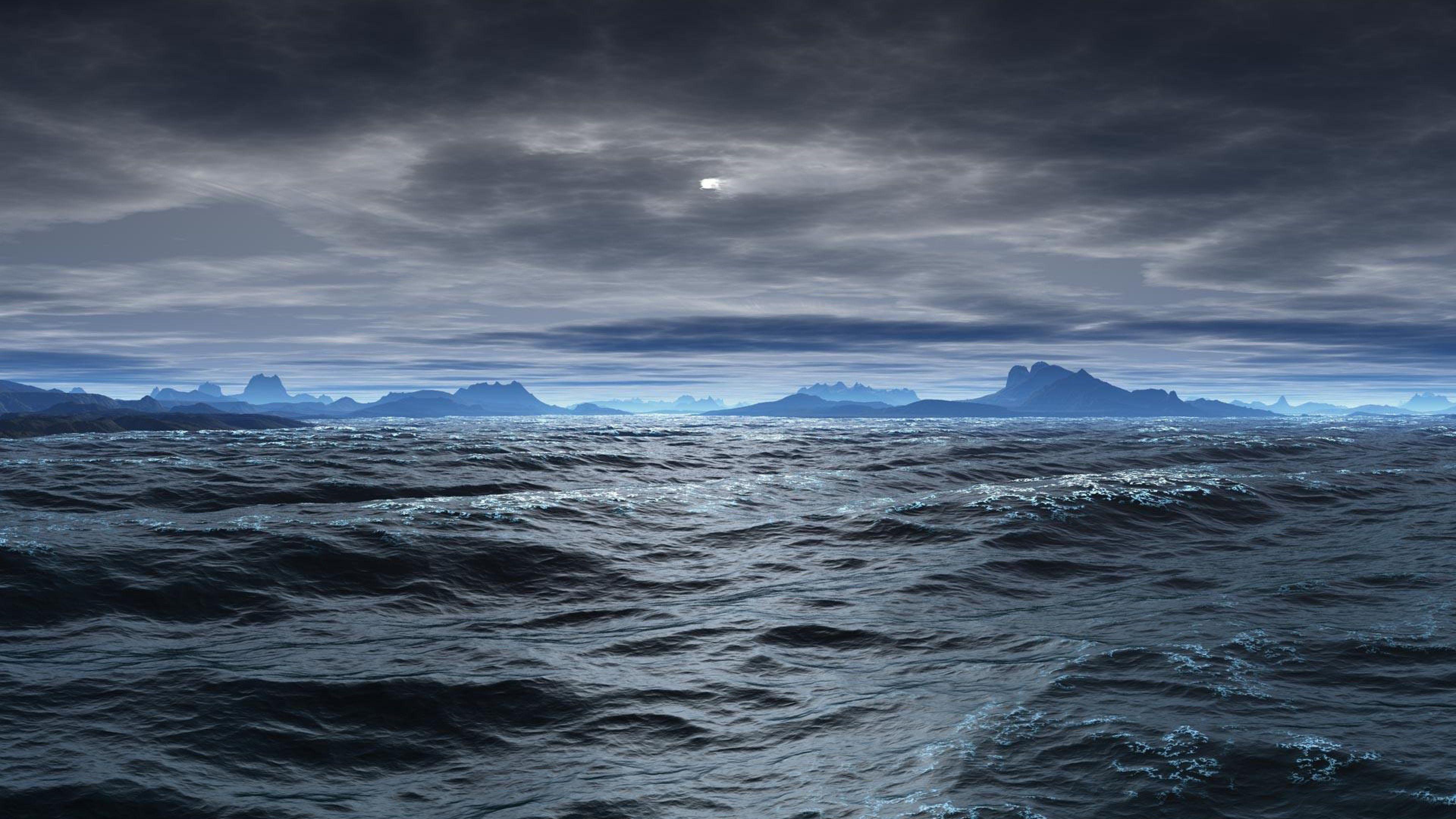 3840x2160 Ocean with storm clouds Wallpaper 4k Ultra HD