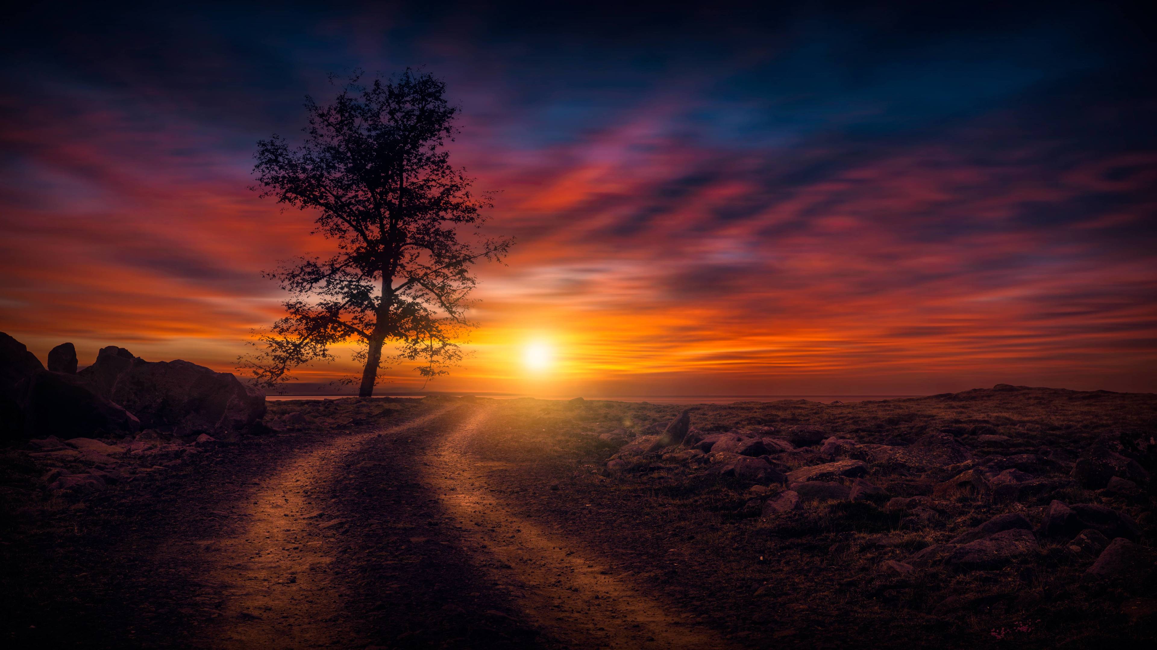 3840x2160 Wallpaper 4k Beautiful Sunset On Dirt Road 4k 4k Wallpaper
