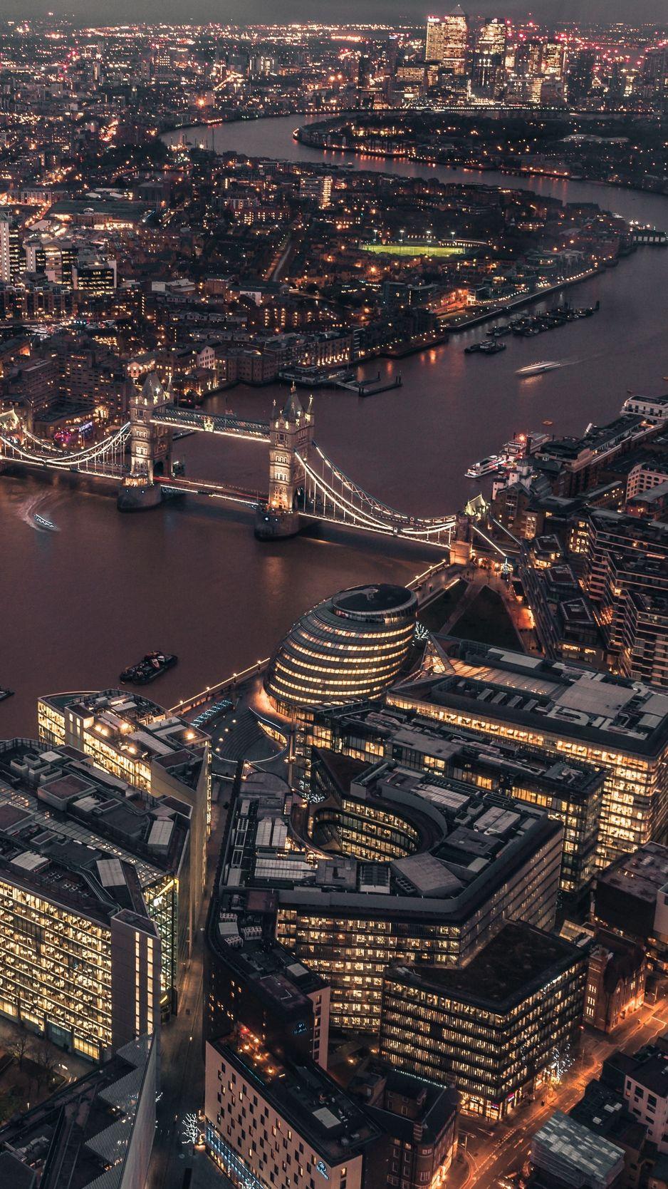 938x1668 Download wallpaper 938x1668 london, uk, city lights, bridge