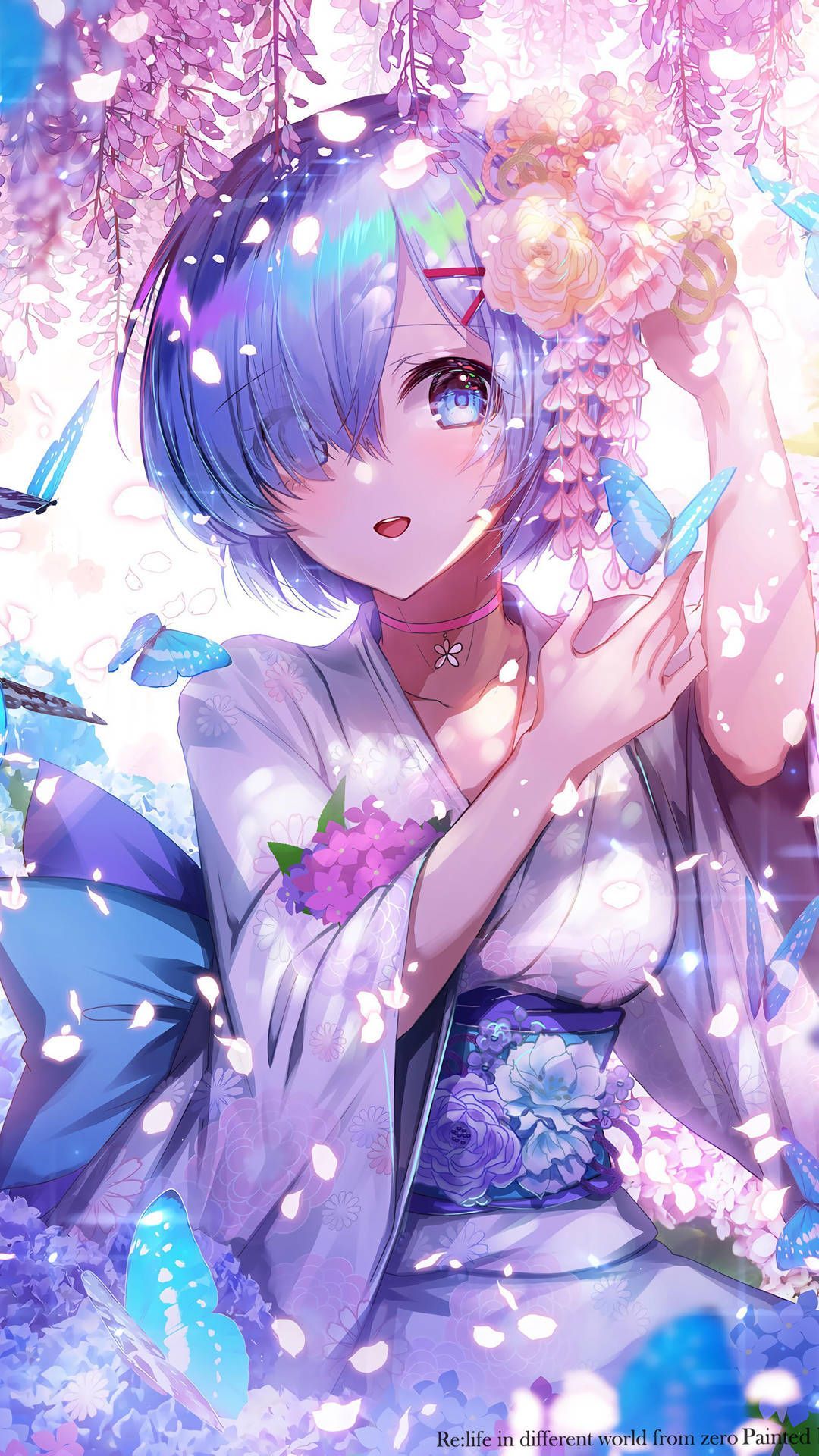 1080x1920 Anime Waifu Rem Re Zero Blue Aesthetic