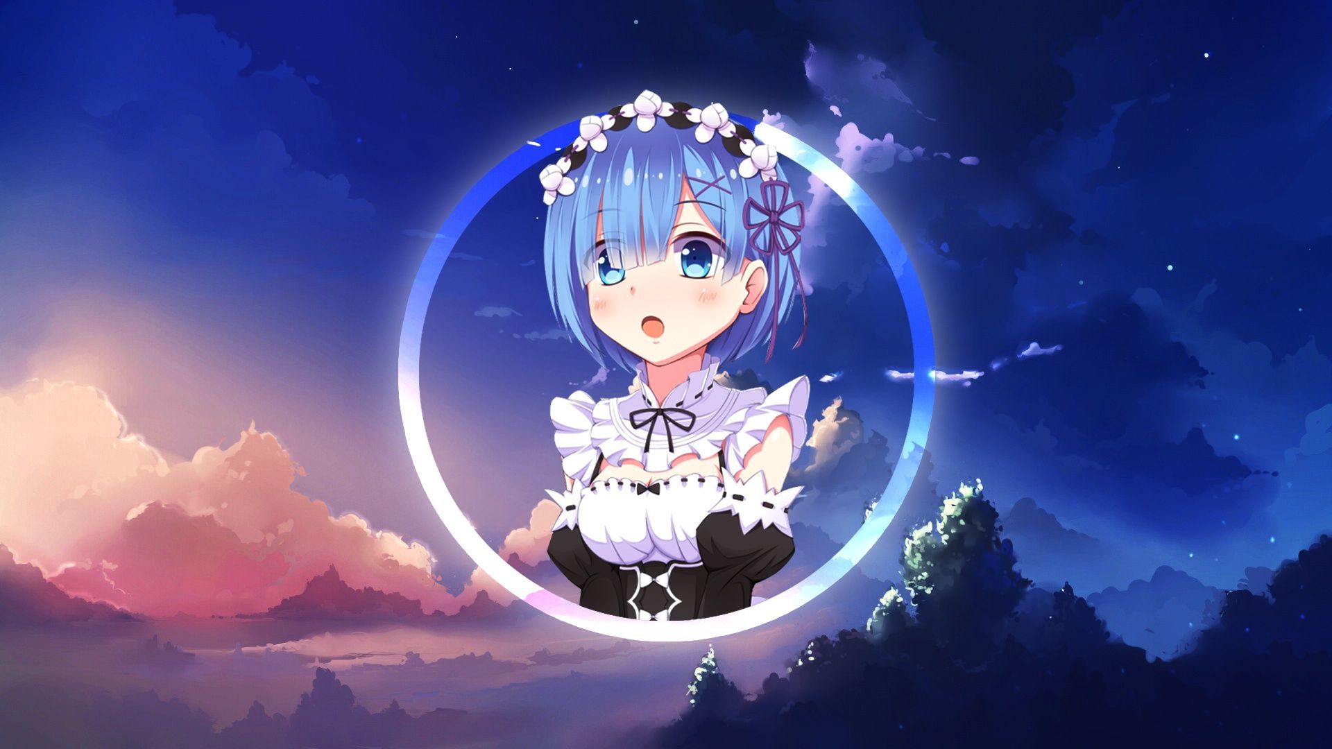 1920x1080 Blue Eyes Blue Hair Rem (Re:ZERO) Anime