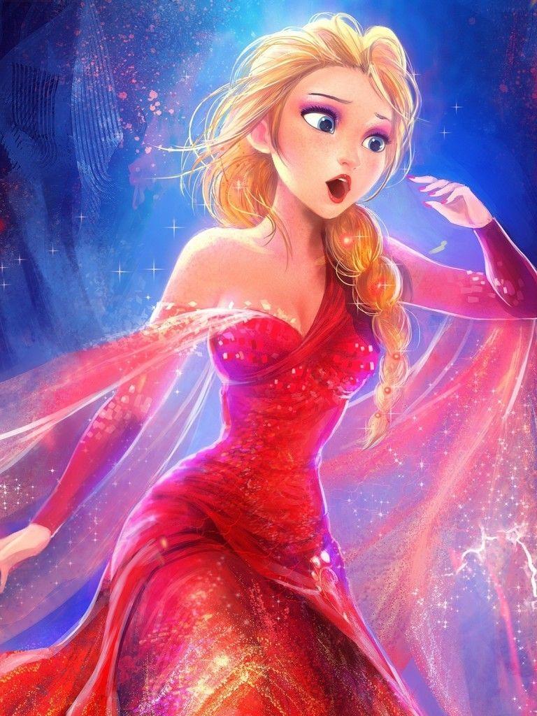 768x1024 Download 768x1024 Frozen, Queen Elsa, Red Dress, Blonde