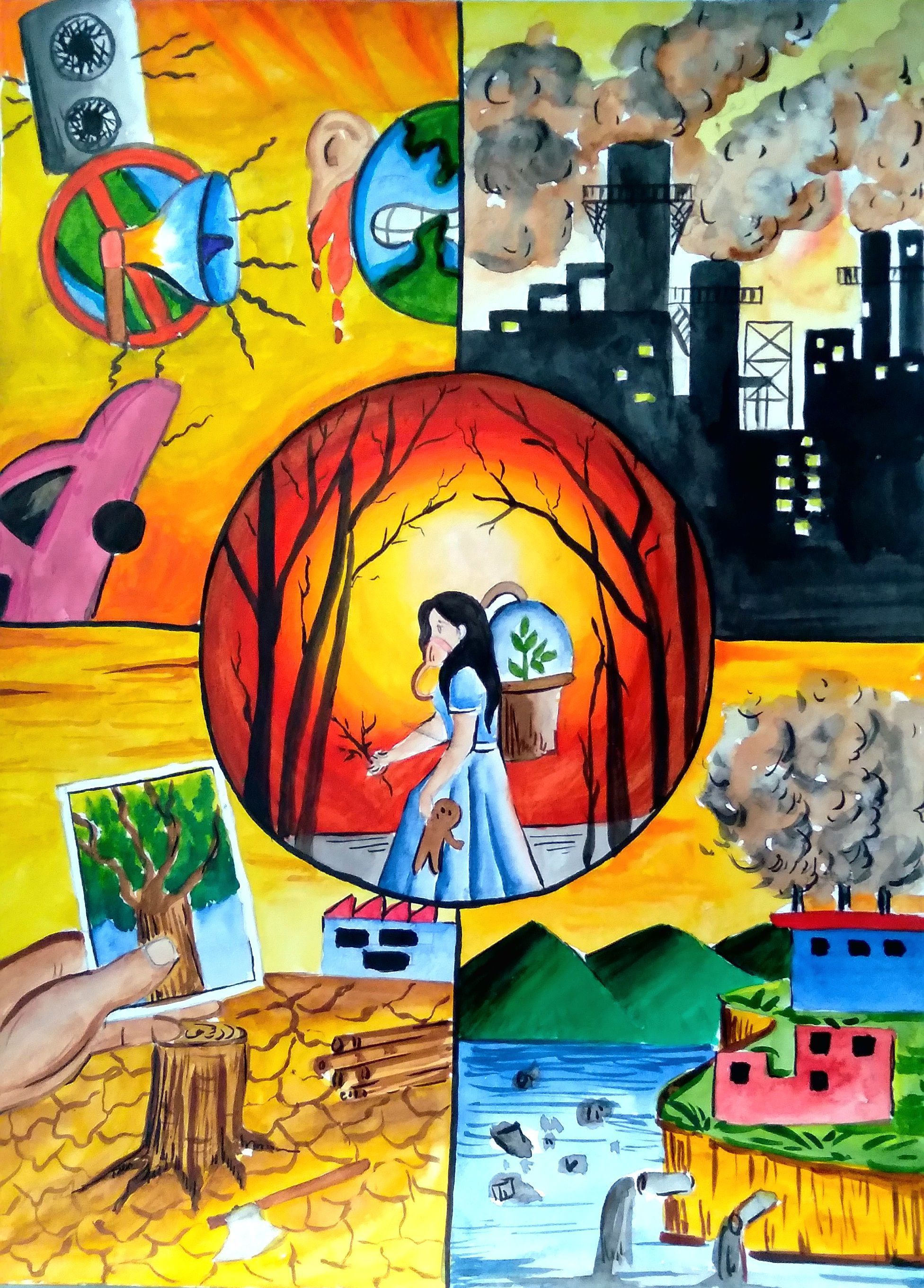 1952x2720 poster drawing, save environment posters