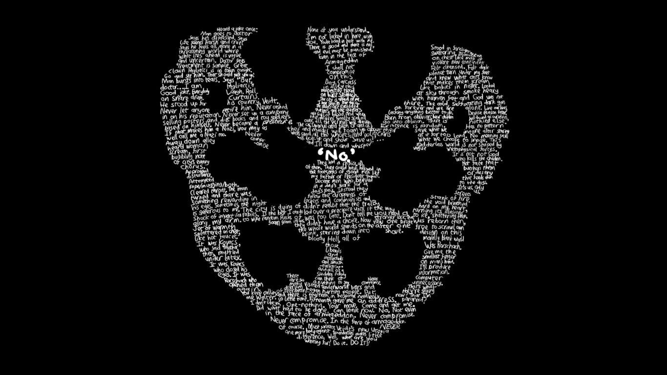 1366x768 Black and white illustration, Watchmen, typographic