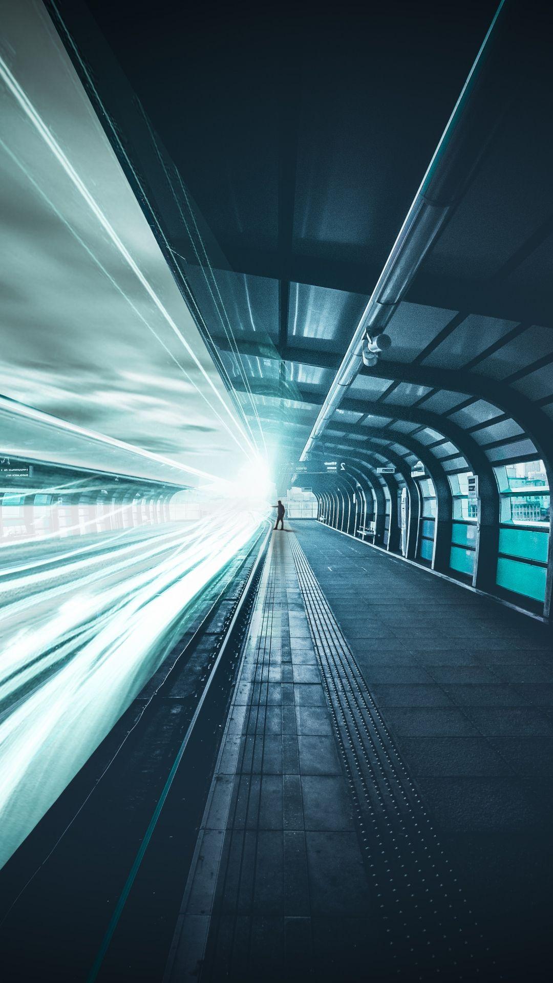 1080x1920 Railroad underground man line light iPhone 8 Wallpaper Free