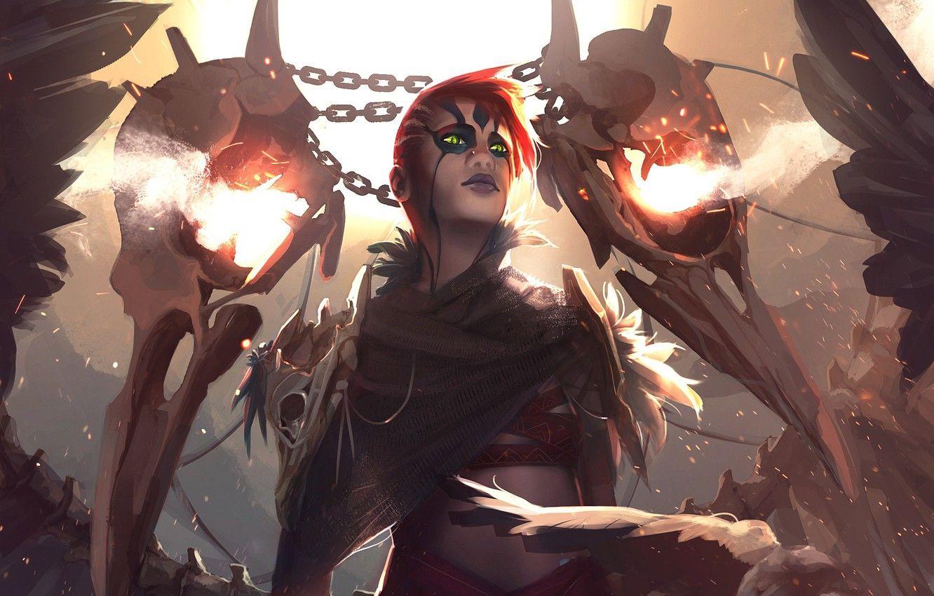 1332x850 Wallpaper face, tattoo, art, witch, Witch, Outcast Odyssey