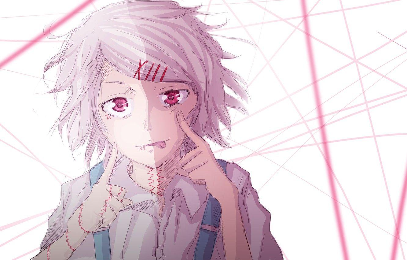 1332x850 Wallpaper boy, cuts, red eyes, madness, gray, scars, stuck